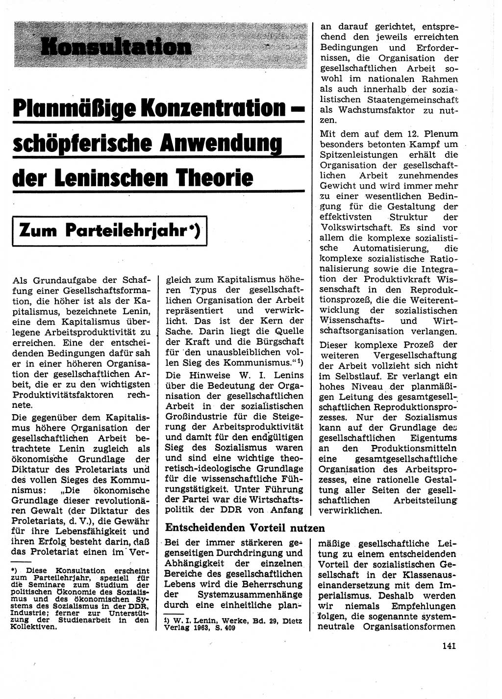 Neuer Weg (NW), Organ des Zentralkomitees (ZK) der SED (Sozialistische Einheitspartei Deutschlands) für Fragen des Parteilebens, 25. Jahrgang [Deutsche Demokratische Republik (DDR)] 1970, Seite 141 (NW ZK SED DDR 1970, S. 141)