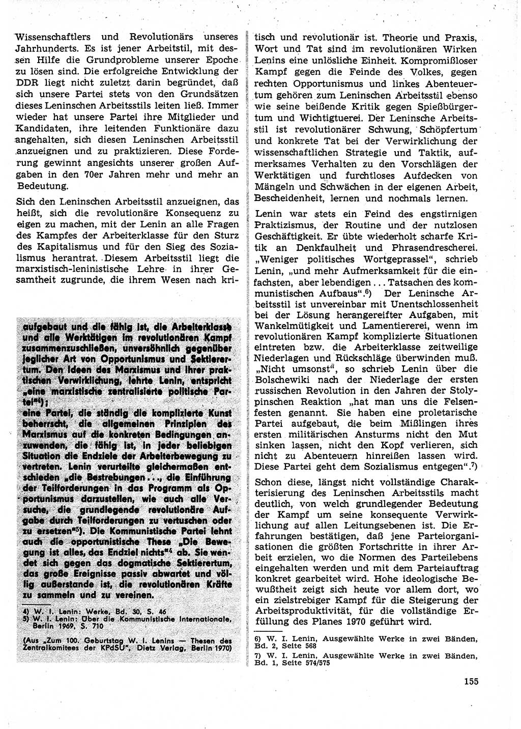 Neuer Weg (NW), Organ des Zentralkomitees (ZK) der SED (Sozialistische Einheitspartei Deutschlands) für Fragen des Parteilebens, 25. Jahrgang [Deutsche Demokratische Republik (DDR)] 1970, Seite 155 (NW ZK SED DDR 1970, S. 155)