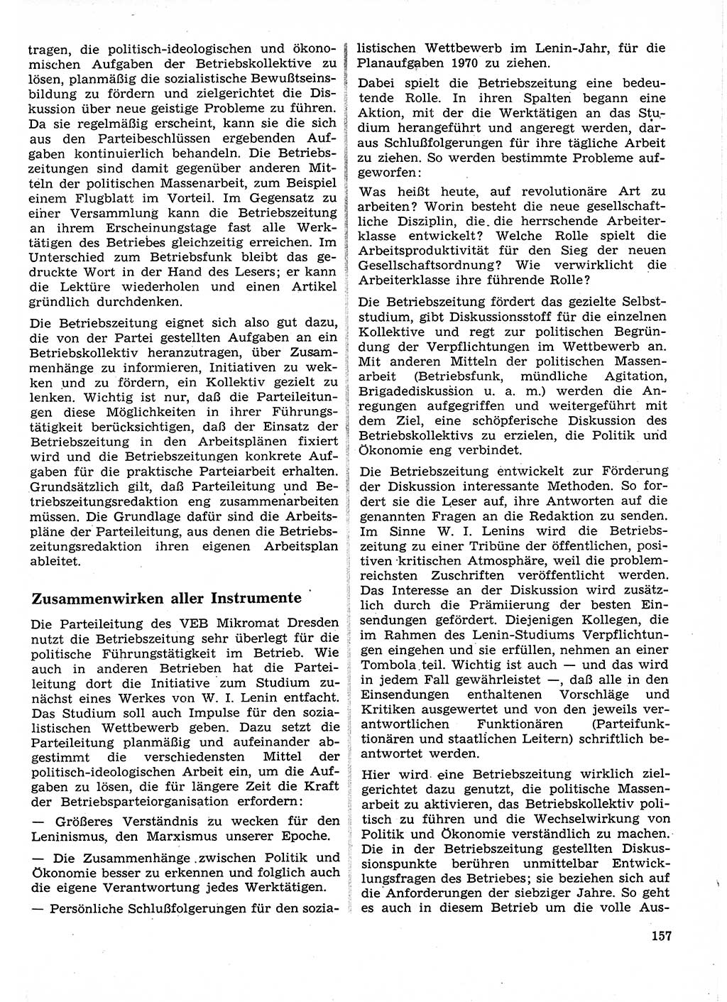 Neuer Weg (NW), Organ des Zentralkomitees (ZK) der SED (Sozialistische Einheitspartei Deutschlands) für Fragen des Parteilebens, 25. Jahrgang [Deutsche Demokratische Republik (DDR)] 1970, Seite 157 (NW ZK SED DDR 1970, S. 157)