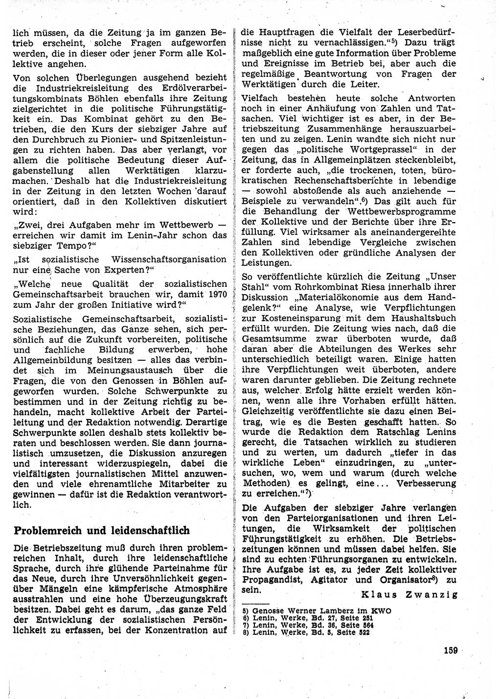 Neuer Weg (NW), Organ des Zentralkomitees (ZK) der SED (Sozialistische Einheitspartei Deutschlands) für Fragen des Parteilebens, 25. Jahrgang [Deutsche Demokratische Republik (DDR)] 1970, Seite 159 (NW ZK SED DDR 1970, S. 159)