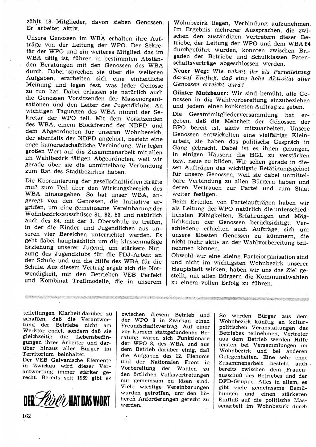 Neuer Weg (NW), Organ des Zentralkomitees (ZK) der SED (Sozialistische Einheitspartei Deutschlands) für Fragen des Parteilebens, 25. Jahrgang [Deutsche Demokratische Republik (DDR)] 1970, Seite 162 (NW ZK SED DDR 1970, S. 162)