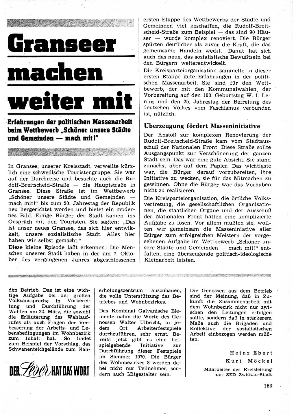 Neuer Weg (NW), Organ des Zentralkomitees (ZK) der SED (Sozialistische Einheitspartei Deutschlands) für Fragen des Parteilebens, 25. Jahrgang [Deutsche Demokratische Republik (DDR)] 1970, Seite 163 (NW ZK SED DDR 1970, S. 163)