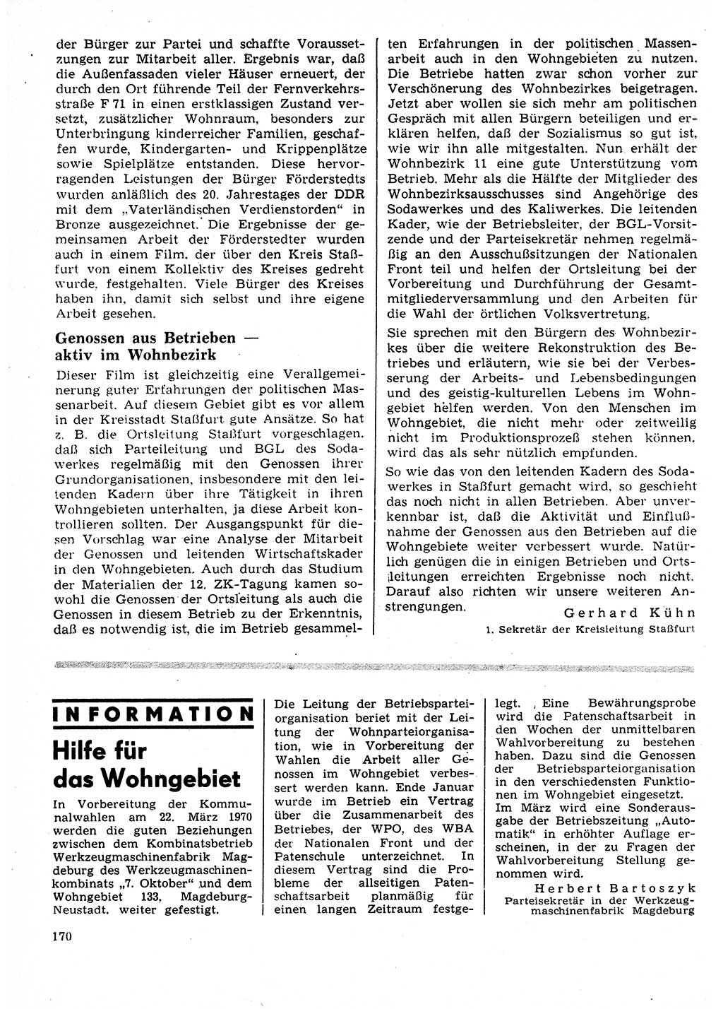 Neuer Weg (NW), Organ des Zentralkomitees (ZK) der SED (Sozialistische Einheitspartei Deutschlands) für Fragen des Parteilebens, 25. Jahrgang [Deutsche Demokratische Republik (DDR)] 1970, Seite 170 (NW ZK SED DDR 1970, S. 170)