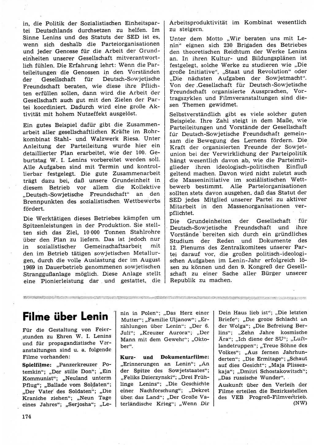 Neuer Weg (NW), Organ des Zentralkomitees (ZK) der SED (Sozialistische Einheitspartei Deutschlands) für Fragen des Parteilebens, 25. Jahrgang [Deutsche Demokratische Republik (DDR)] 1970, Seite 174 (NW ZK SED DDR 1970, S. 174)