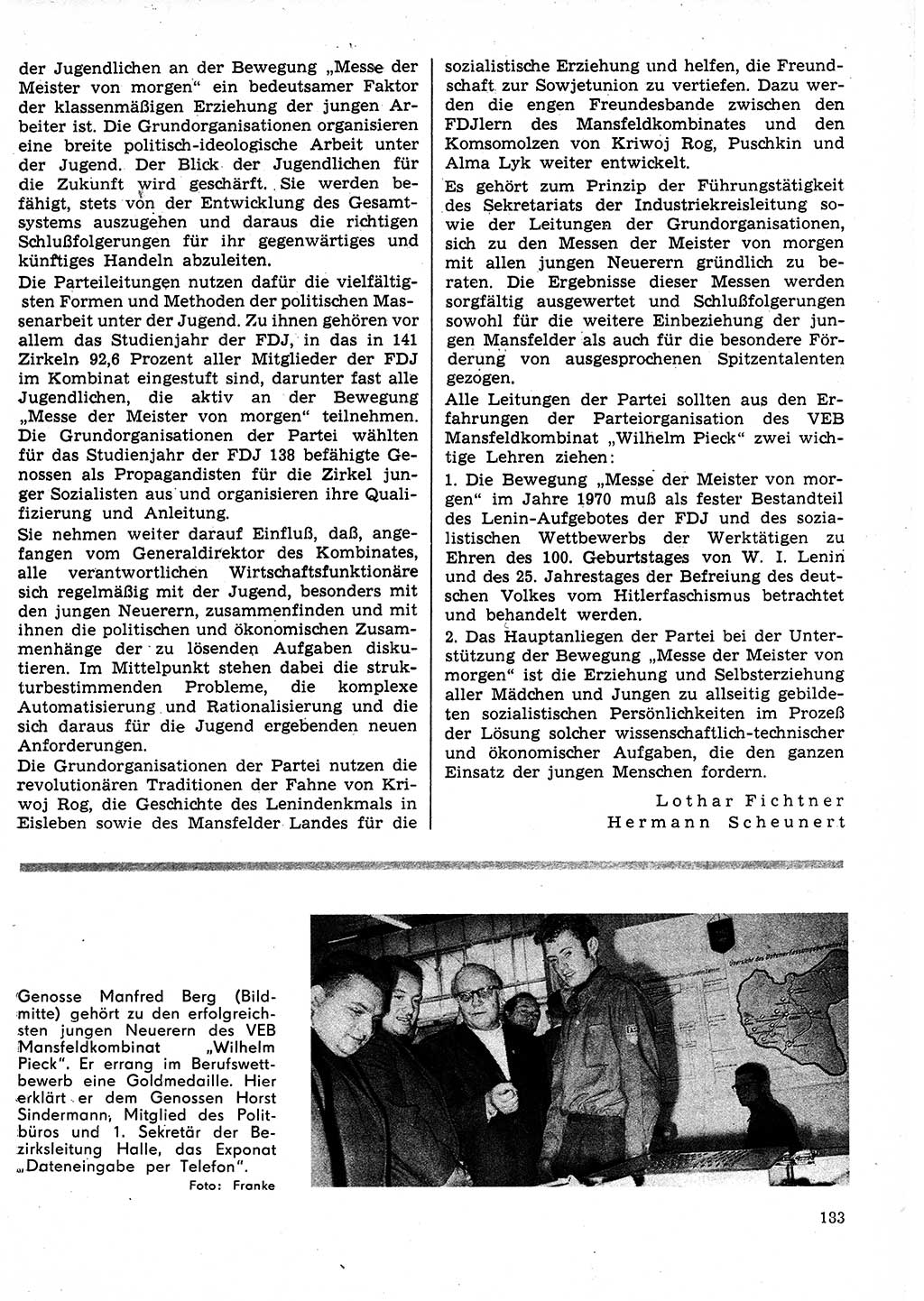 Neuer Weg (NW), Organ des Zentralkomitees (ZK) der SED (Sozialistische Einheitspartei Deutschlands) für Fragen des Parteilebens, 25. Jahrgang [Deutsche Demokratische Republik (DDR)] 1970, Seite 183 (NW ZK SED DDR 1970, S. 183)