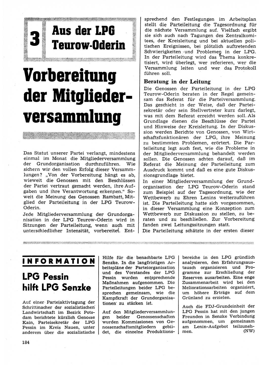 Neuer Weg (NW), Organ des Zentralkomitees (ZK) der SED (Sozialistische Einheitspartei Deutschlands) für Fragen des Parteilebens, 25. Jahrgang [Deutsche Demokratische Republik (DDR)] 1970, Seite 184 (NW ZK SED DDR 1970, S. 184)