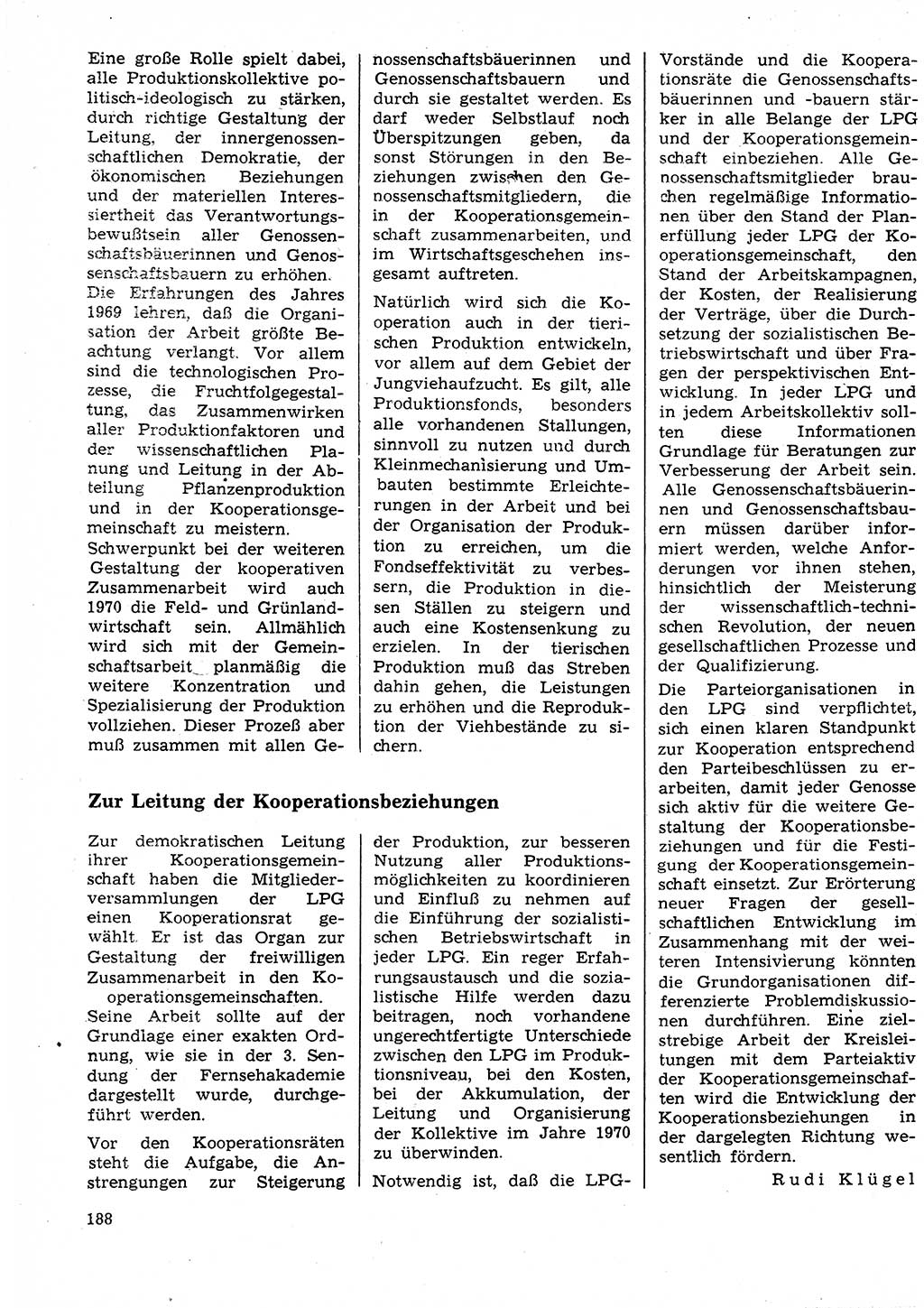 Neuer Weg (NW), Organ des Zentralkomitees (ZK) der SED (Sozialistische Einheitspartei Deutschlands) für Fragen des Parteilebens, 25. Jahrgang [Deutsche Demokratische Republik (DDR)] 1970, Seite 188 (NW ZK SED DDR 1970, S. 188)