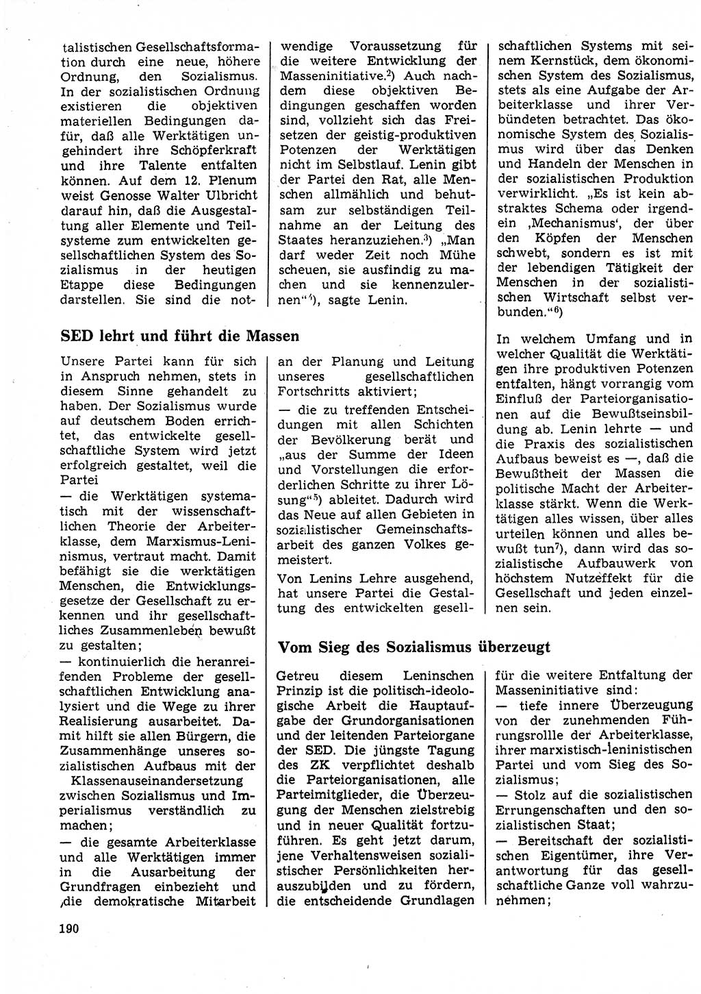 Neuer Weg (NW), Organ des Zentralkomitees (ZK) der SED (Sozialistische Einheitspartei Deutschlands) für Fragen des Parteilebens, 25. Jahrgang [Deutsche Demokratische Republik (DDR)] 1970, Seite 190 (NW ZK SED DDR 1970, S. 190)