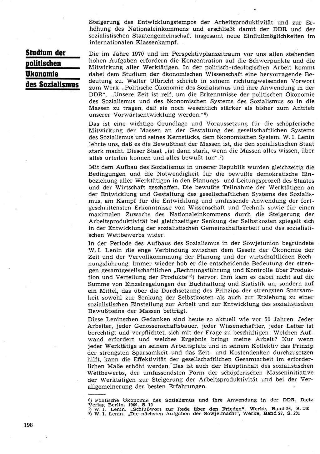 Neuer Weg (NW), Organ des Zentralkomitees (ZK) der SED (Sozialistische Einheitspartei Deutschlands) für Fragen des Parteilebens, 25. Jahrgang [Deutsche Demokratische Republik (DDR)] 1970, Seite 198 (NW ZK SED DDR 1970, S. 198)