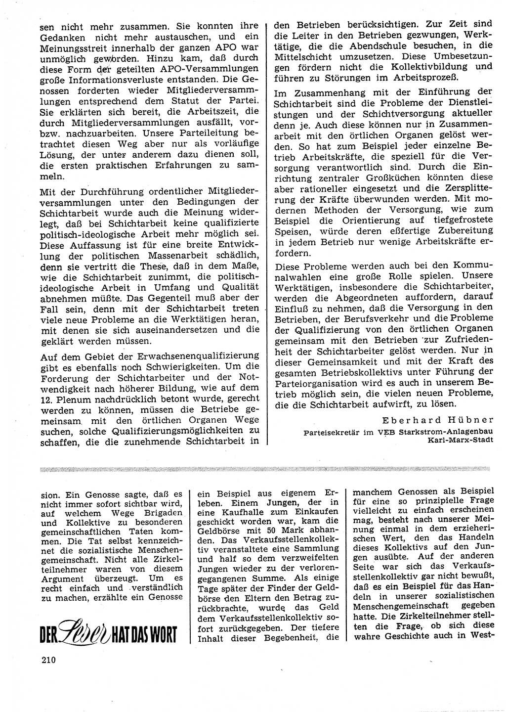 Neuer Weg (NW), Organ des Zentralkomitees (ZK) der SED (Sozialistische Einheitspartei Deutschlands) für Fragen des Parteilebens, 25. Jahrgang [Deutsche Demokratische Republik (DDR)] 1970, Seite 210 (NW ZK SED DDR 1970, S. 210)