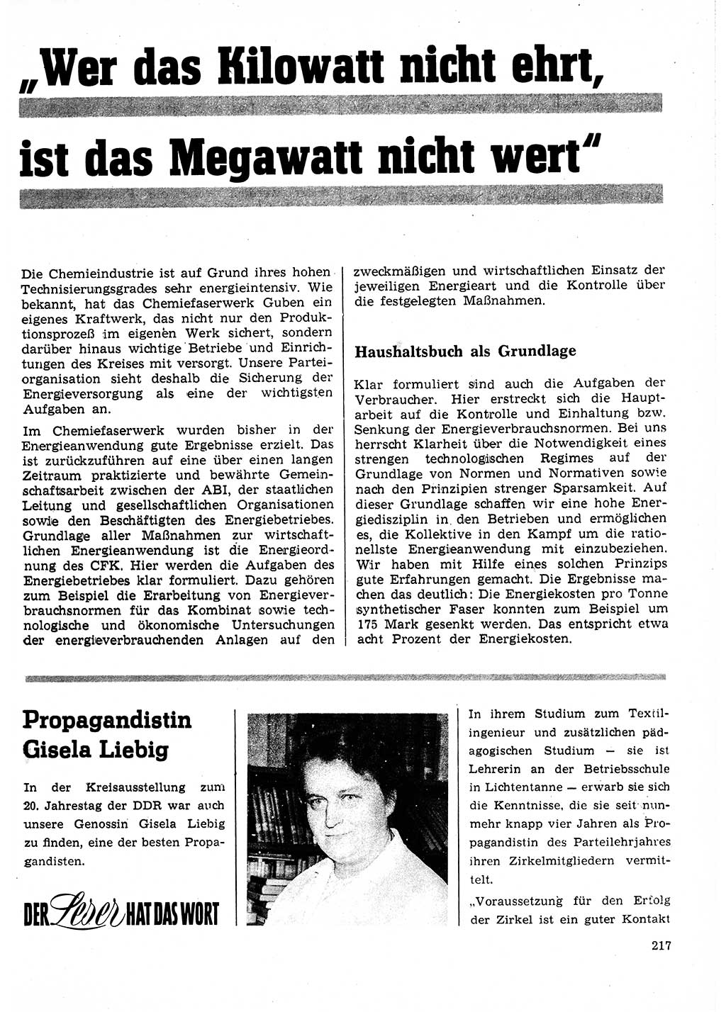 Neuer Weg (NW), Organ des Zentralkomitees (ZK) der SED (Sozialistische Einheitspartei Deutschlands) für Fragen des Parteilebens, 25. Jahrgang [Deutsche Demokratische Republik (DDR)] 1970, Seite 217 (NW ZK SED DDR 1970, S. 217)