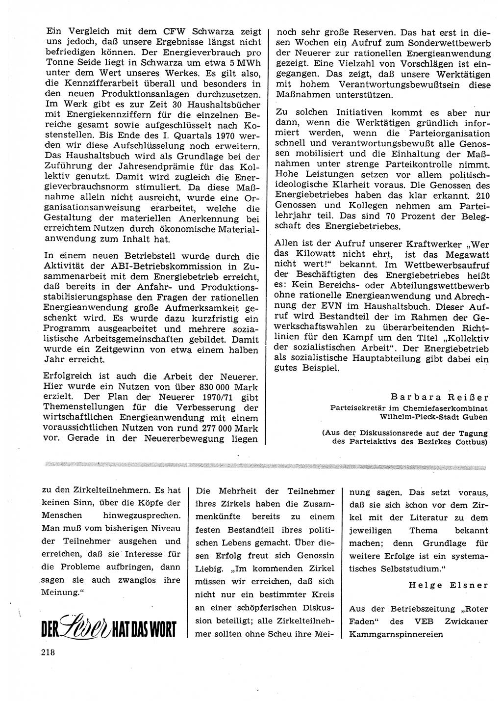 Neuer Weg (NW), Organ des Zentralkomitees (ZK) der SED (Sozialistische Einheitspartei Deutschlands) für Fragen des Parteilebens, 25. Jahrgang [Deutsche Demokratische Republik (DDR)] 1970, Seite 218 (NW ZK SED DDR 1970, S. 218)