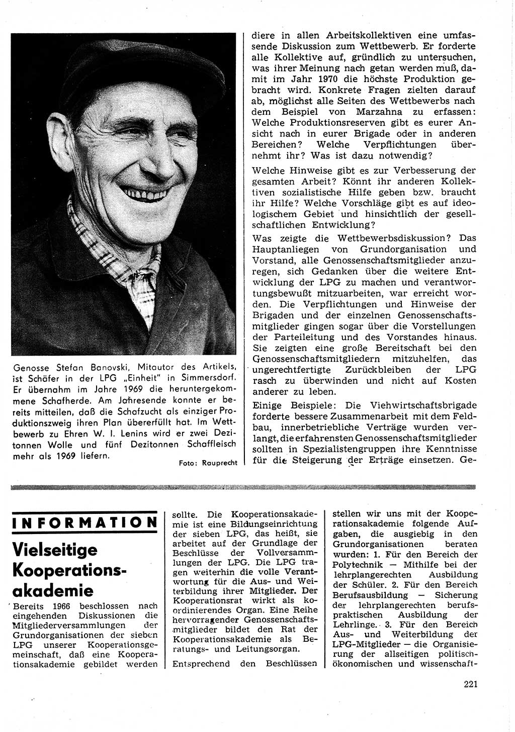 Neuer Weg (NW), Organ des Zentralkomitees (ZK) der SED (Sozialistische Einheitspartei Deutschlands) für Fragen des Parteilebens, 25. Jahrgang [Deutsche Demokratische Republik (DDR)] 1970, Seite 221 (NW ZK SED DDR 1970, S. 221)