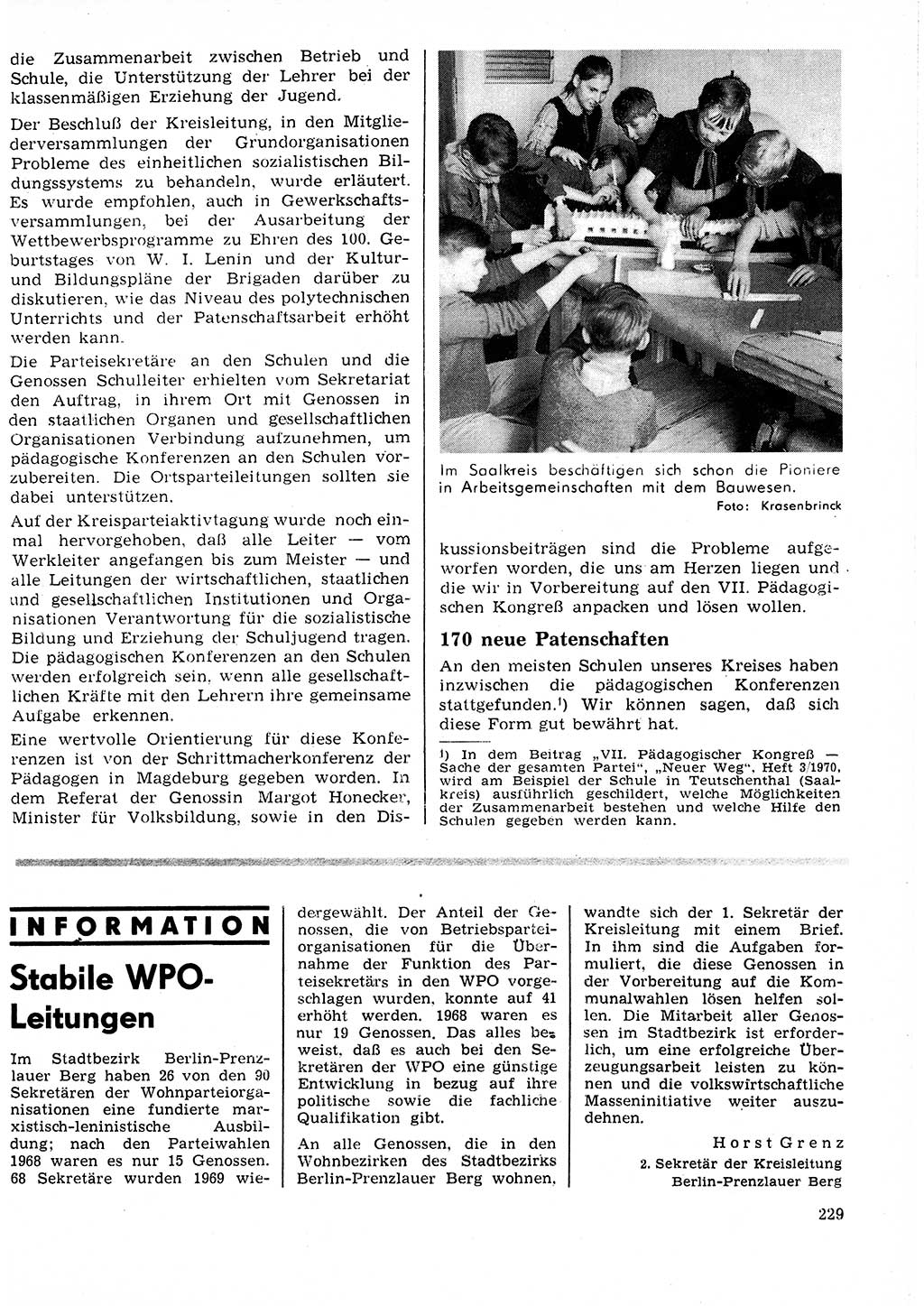 Neuer Weg (NW), Organ des Zentralkomitees (ZK) der SED (Sozialistische Einheitspartei Deutschlands) für Fragen des Parteilebens, 25. Jahrgang [Deutsche Demokratische Republik (DDR)] 1970, Seite 229 (NW ZK SED DDR 1970, S. 229)