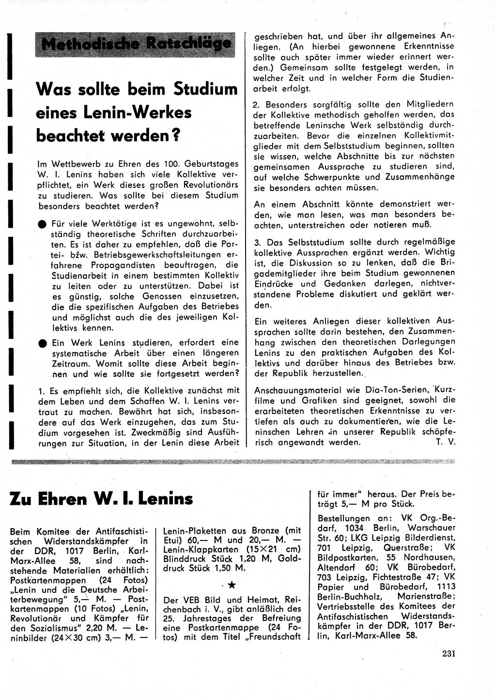 Neuer Weg (NW), Organ des Zentralkomitees (ZK) der SED (Sozialistische Einheitspartei Deutschlands) für Fragen des Parteilebens, 25. Jahrgang [Deutsche Demokratische Republik (DDR)] 1970, Seite 231 (NW ZK SED DDR 1970, S. 231)