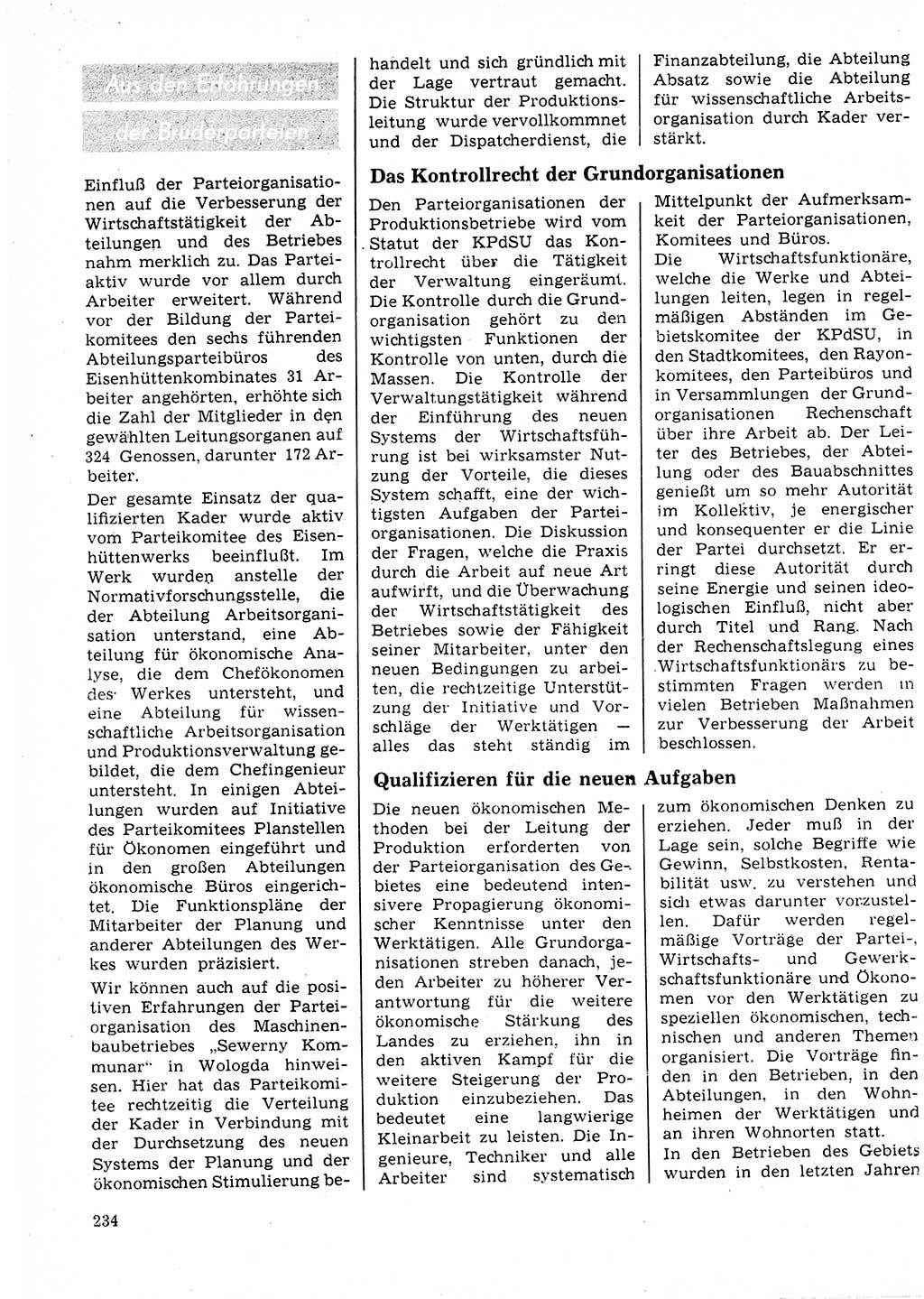 Neuer Weg (NW), Organ des Zentralkomitees (ZK) der SED (Sozialistische Einheitspartei Deutschlands) für Fragen des Parteilebens, 25. Jahrgang [Deutsche Demokratische Republik (DDR)] 1970, Seite 234 (NW ZK SED DDR 1970, S. 234)