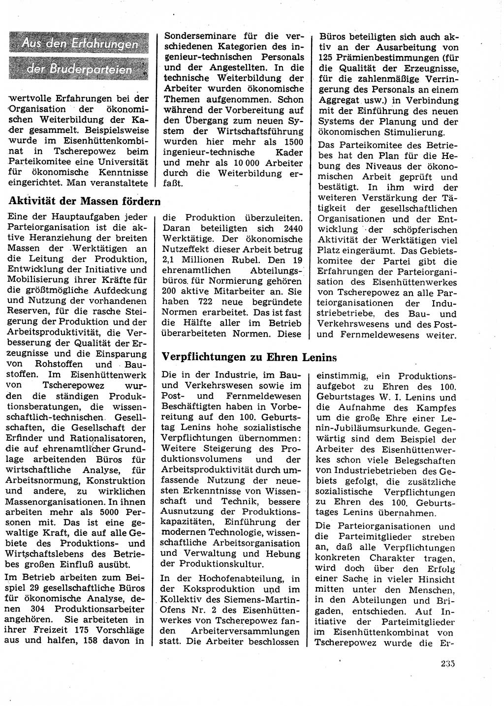 Neuer Weg (NW), Organ des Zentralkomitees (ZK) der SED (Sozialistische Einheitspartei Deutschlands) für Fragen des Parteilebens, 25. Jahrgang [Deutsche Demokratische Republik (DDR)] 1970, Seite 235 (NW ZK SED DDR 1970, S. 235)
