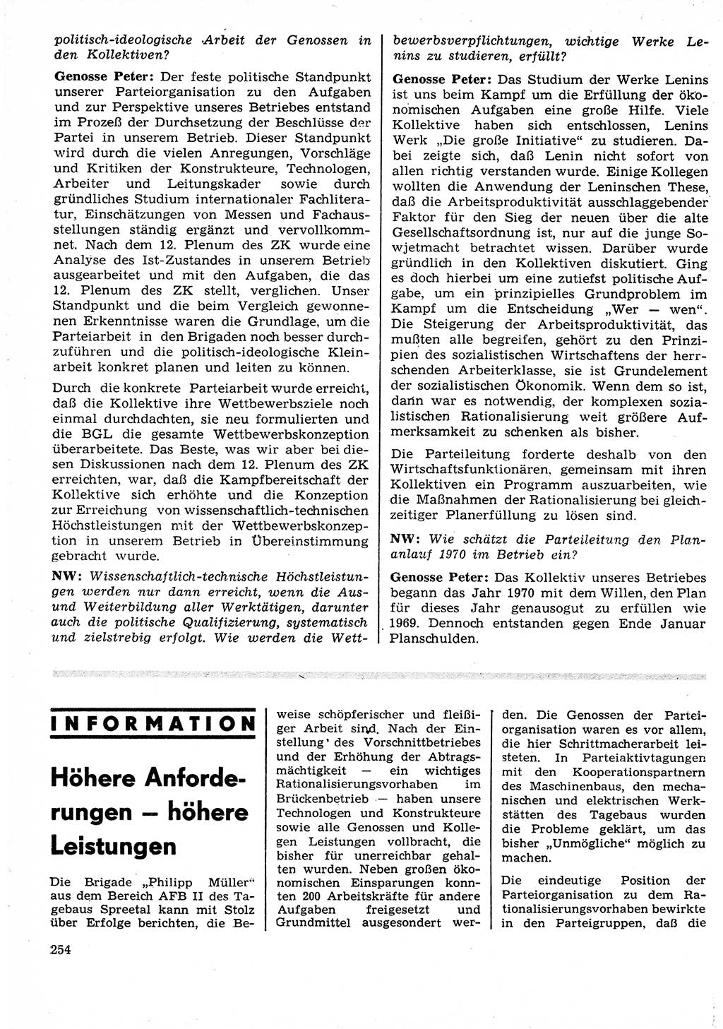 Neuer Weg (NW), Organ des Zentralkomitees (ZK) der SED (Sozialistische Einheitspartei Deutschlands) für Fragen des Parteilebens, 25. Jahrgang [Deutsche Demokratische Republik (DDR)] 1970, Seite 254 (NW ZK SED DDR 1970, S. 254)