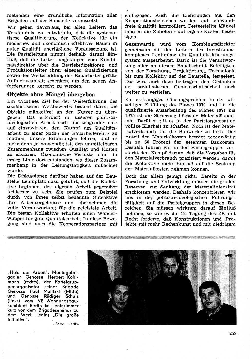 Neuer Weg (NW), Organ des Zentralkomitees (ZK) der SED (Sozialistische Einheitspartei Deutschlands) für Fragen des Parteilebens, 25. Jahrgang [Deutsche Demokratische Republik (DDR)] 1970, Seite 259 (NW ZK SED DDR 1970, S. 259)
