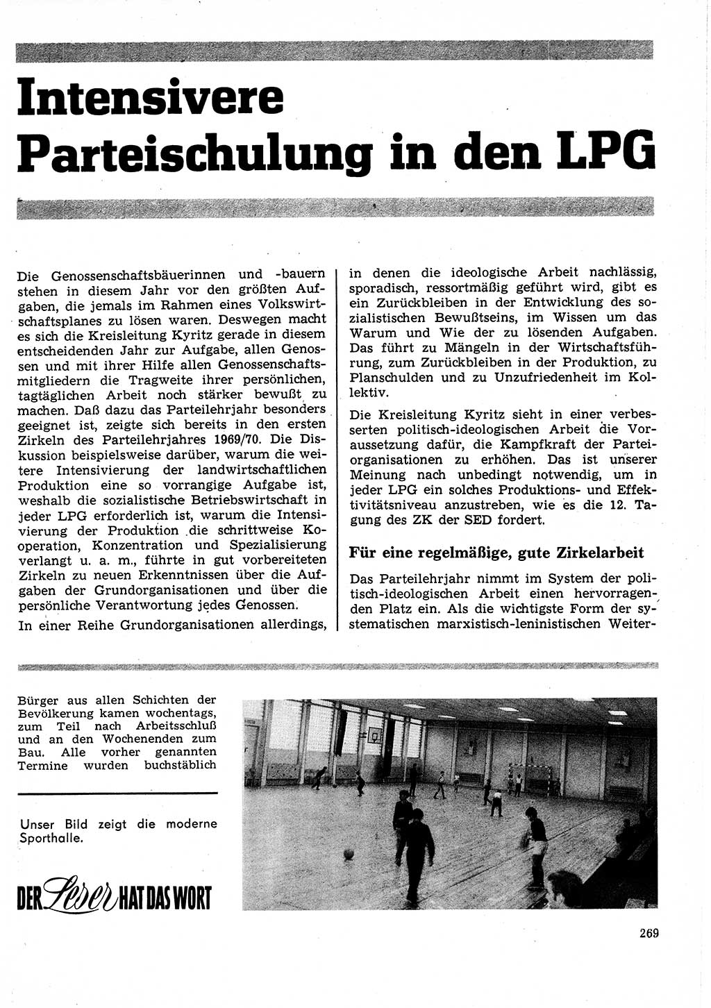 Neuer Weg (NW), Organ des Zentralkomitees (ZK) der SED (Sozialistische Einheitspartei Deutschlands) für Fragen des Parteilebens, 25. Jahrgang [Deutsche Demokratische Republik (DDR)] 1970, Seite 269 (NW ZK SED DDR 1970, S. 269)