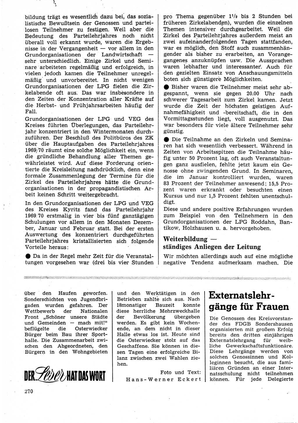 Neuer Weg (NW), Organ des Zentralkomitees (ZK) der SED (Sozialistische Einheitspartei Deutschlands) für Fragen des Parteilebens, 25. Jahrgang [Deutsche Demokratische Republik (DDR)] 1970, Seite 270 (NW ZK SED DDR 1970, S. 270)