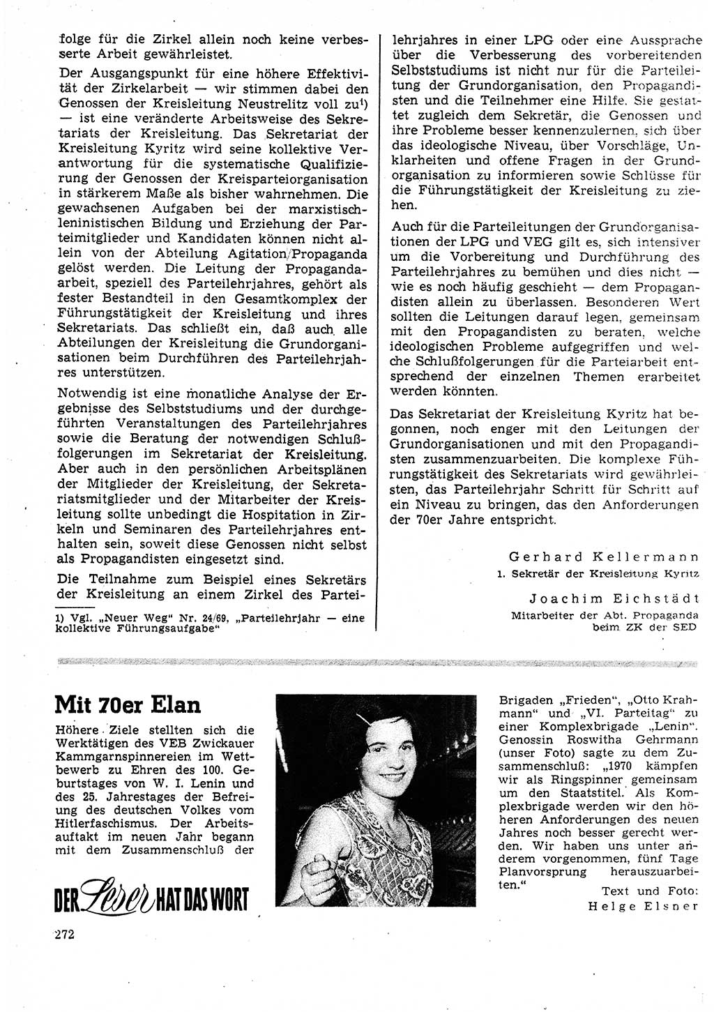 Neuer Weg (NW), Organ des Zentralkomitees (ZK) der SED (Sozialistische Einheitspartei Deutschlands) für Fragen des Parteilebens, 25. Jahrgang [Deutsche Demokratische Republik (DDR)] 1970, Seite 272 (NW ZK SED DDR 1970, S. 272)