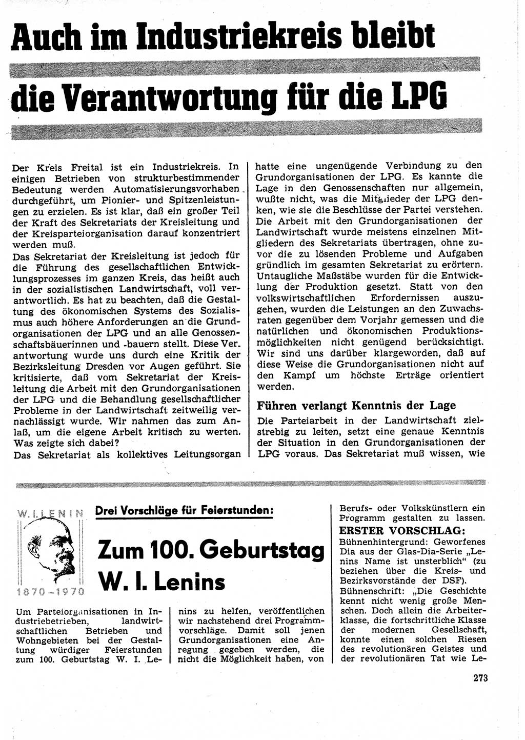Neuer Weg (NW), Organ des Zentralkomitees (ZK) der SED (Sozialistische Einheitspartei Deutschlands) für Fragen des Parteilebens, 25. Jahrgang [Deutsche Demokratische Republik (DDR)] 1970, Seite 273 (NW ZK SED DDR 1970, S. 273)