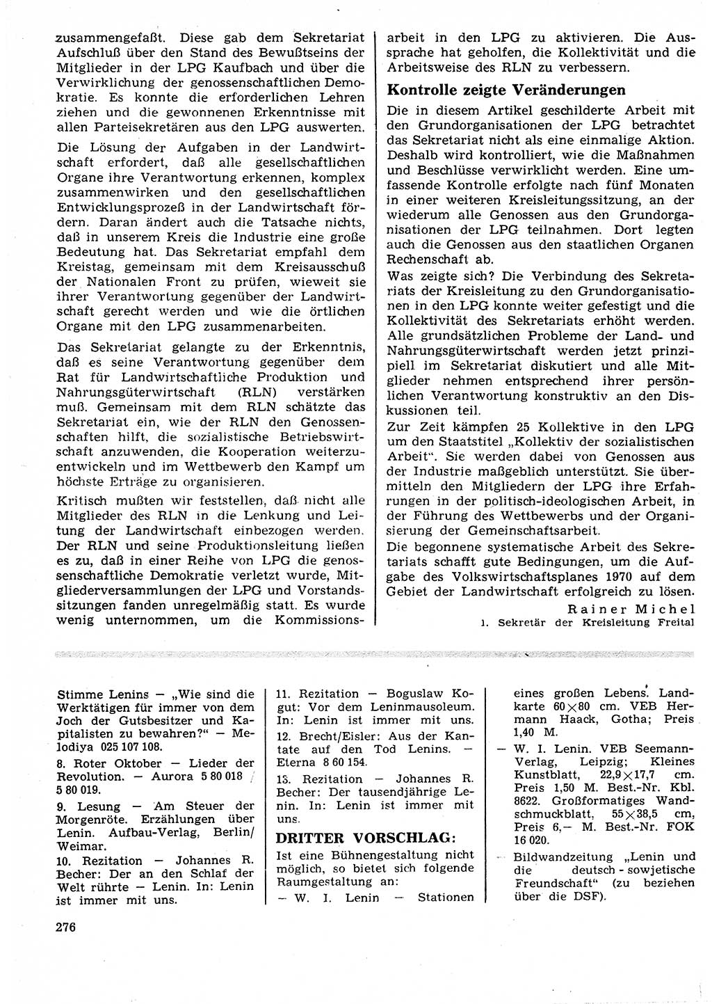 Neuer Weg (NW), Organ des Zentralkomitees (ZK) der SED (Sozialistische Einheitspartei Deutschlands) für Fragen des Parteilebens, 25. Jahrgang [Deutsche Demokratische Republik (DDR)] 1970, Seite 276 (NW ZK SED DDR 1970, S. 276)