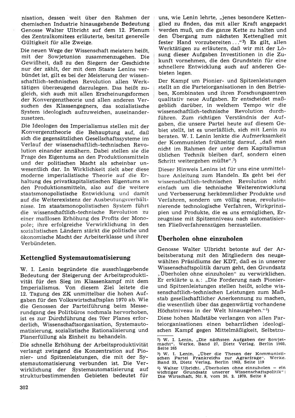 Neuer Weg (NW), Organ des Zentralkomitees (ZK) der SED (Sozialistische Einheitspartei Deutschlands) für Fragen des Parteilebens, 25. Jahrgang [Deutsche Demokratische Republik (DDR)] 1970, Seite 302 (NW ZK SED DDR 1970, S. 302)