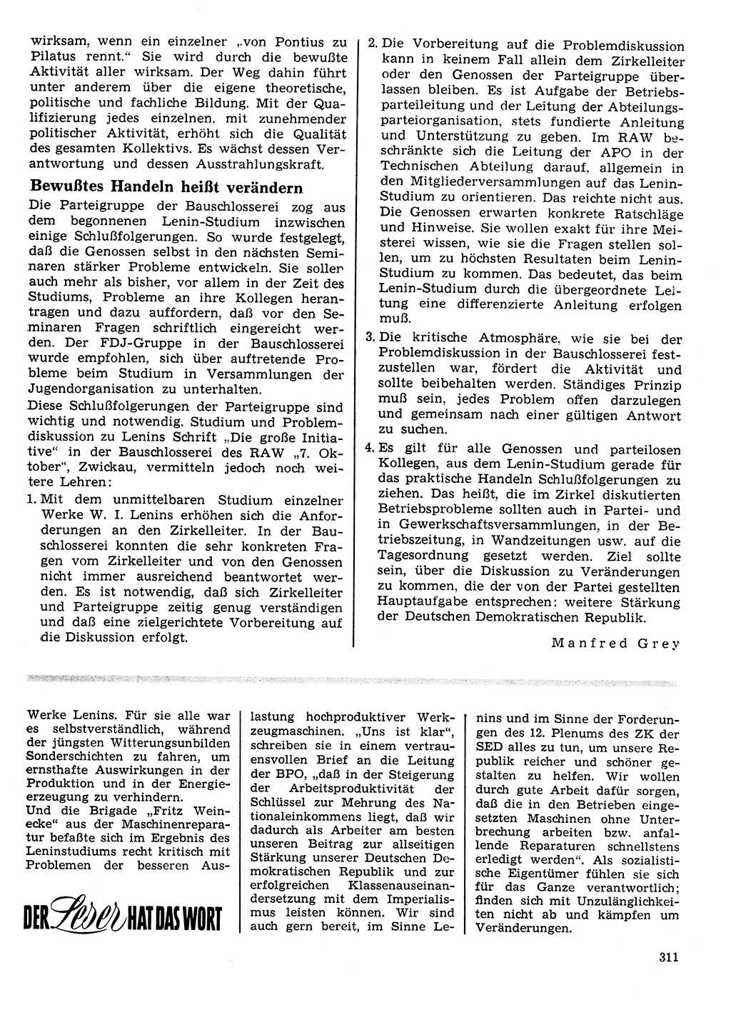 Neuer Weg (NW), Organ des Zentralkomitees (ZK) der SED (Sozialistische Einheitspartei Deutschlands) für Fragen des Parteilebens, 25. Jahrgang [Deutsche Demokratische Republik (DDR)] 1970, Seite 311 (NW ZK SED DDR 1970, S. 311)