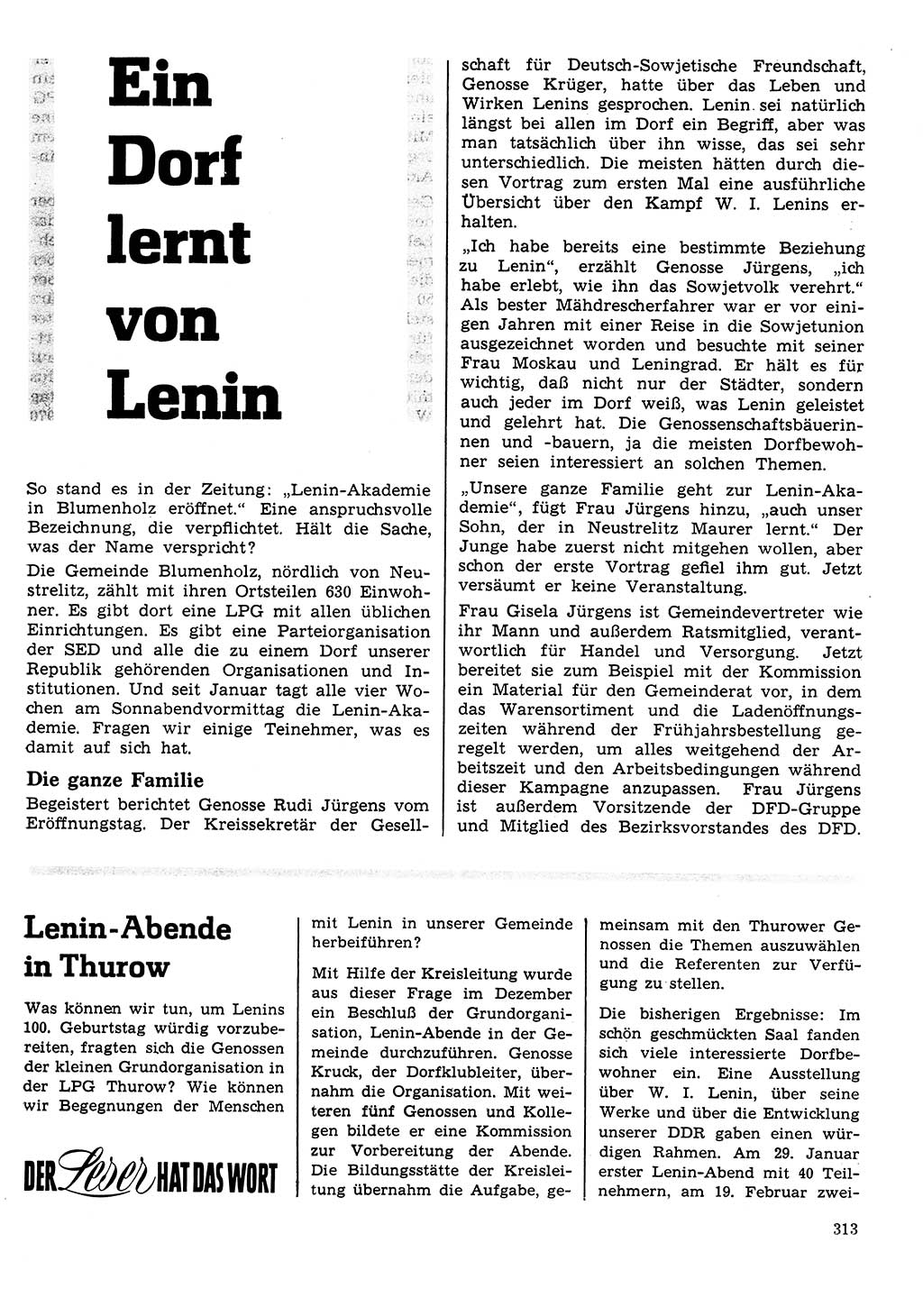 Neuer Weg (NW), Organ des Zentralkomitees (ZK) der SED (Sozialistische Einheitspartei Deutschlands) für Fragen des Parteilebens, 25. Jahrgang [Deutsche Demokratische Republik (DDR)] 1970, Seite 313 (NW ZK SED DDR 1970, S. 313)