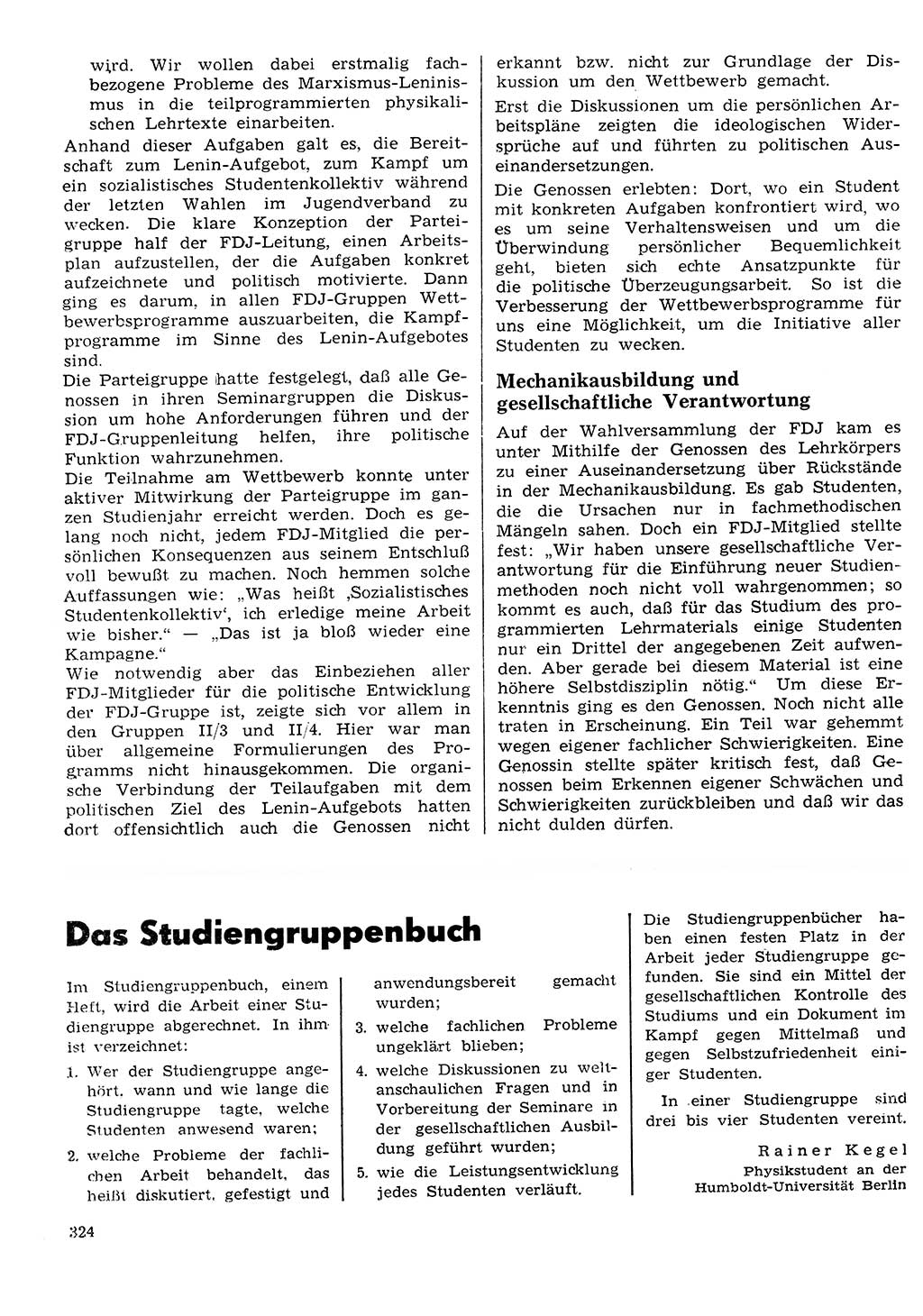Neuer Weg (NW), Organ des Zentralkomitees (ZK) der SED (Sozialistische Einheitspartei Deutschlands) für Fragen des Parteilebens, 25. Jahrgang [Deutsche Demokratische Republik (DDR)] 1970, Seite 324 (NW ZK SED DDR 1970, S. 324)