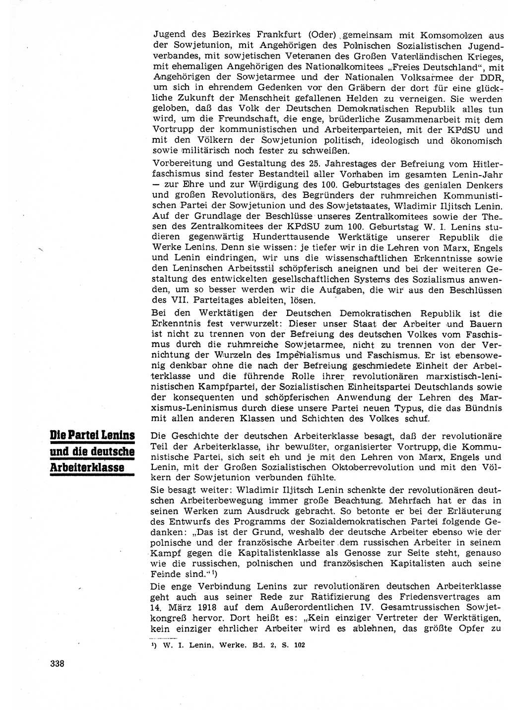 Neuer Weg (NW), Organ des Zentralkomitees (ZK) der SED (Sozialistische Einheitspartei Deutschlands) für Fragen des Parteilebens, 25. Jahrgang [Deutsche Demokratische Republik (DDR)] 1970, Seite 338 (NW ZK SED DDR 1970, S. 338)