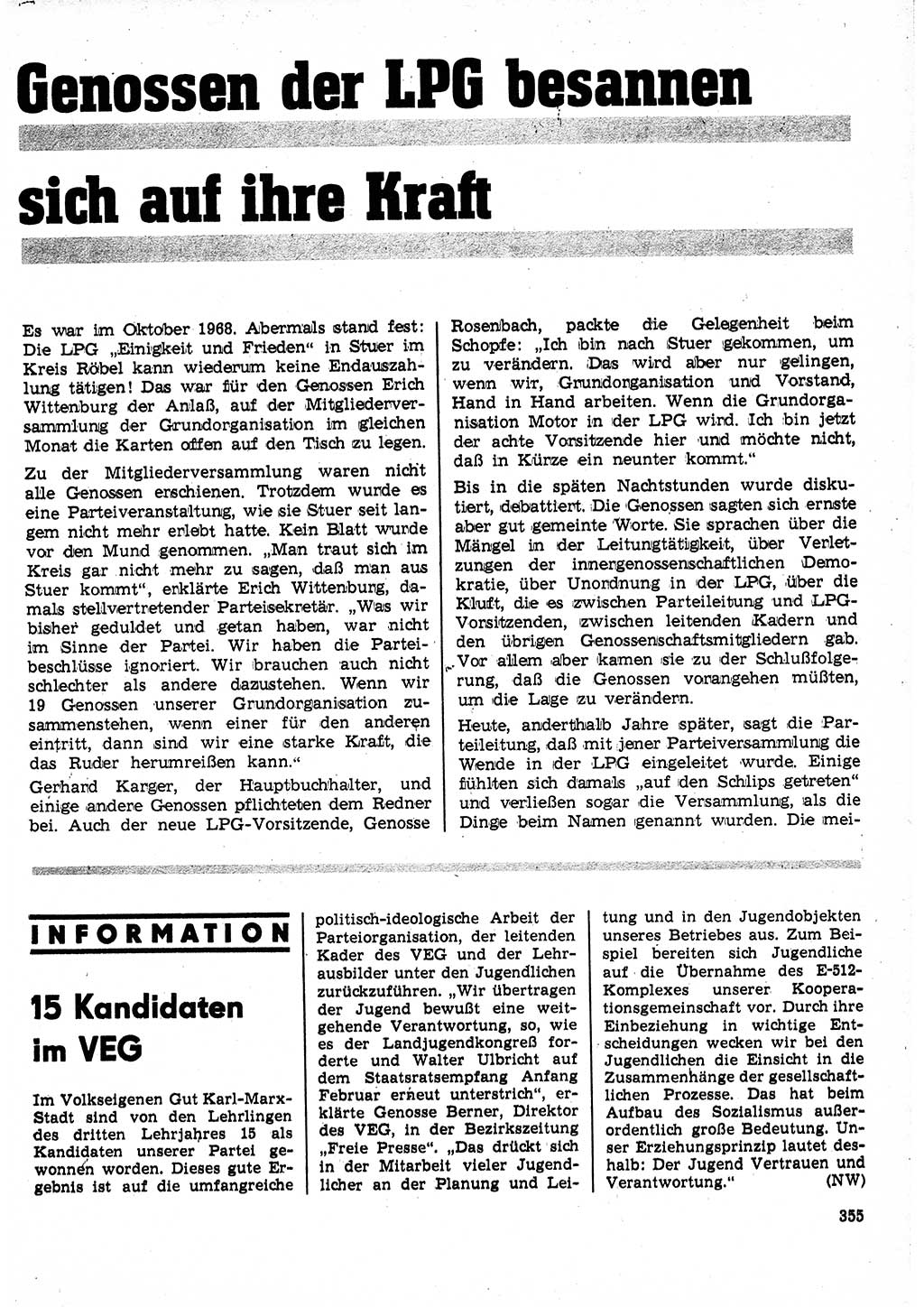 Neuer Weg (NW), Organ des Zentralkomitees (ZK) der SED (Sozialistische Einheitspartei Deutschlands) für Fragen des Parteilebens, 25. Jahrgang [Deutsche Demokratische Republik (DDR)] 1970, Seite 355 (NW ZK SED DDR 1970, S. 355)