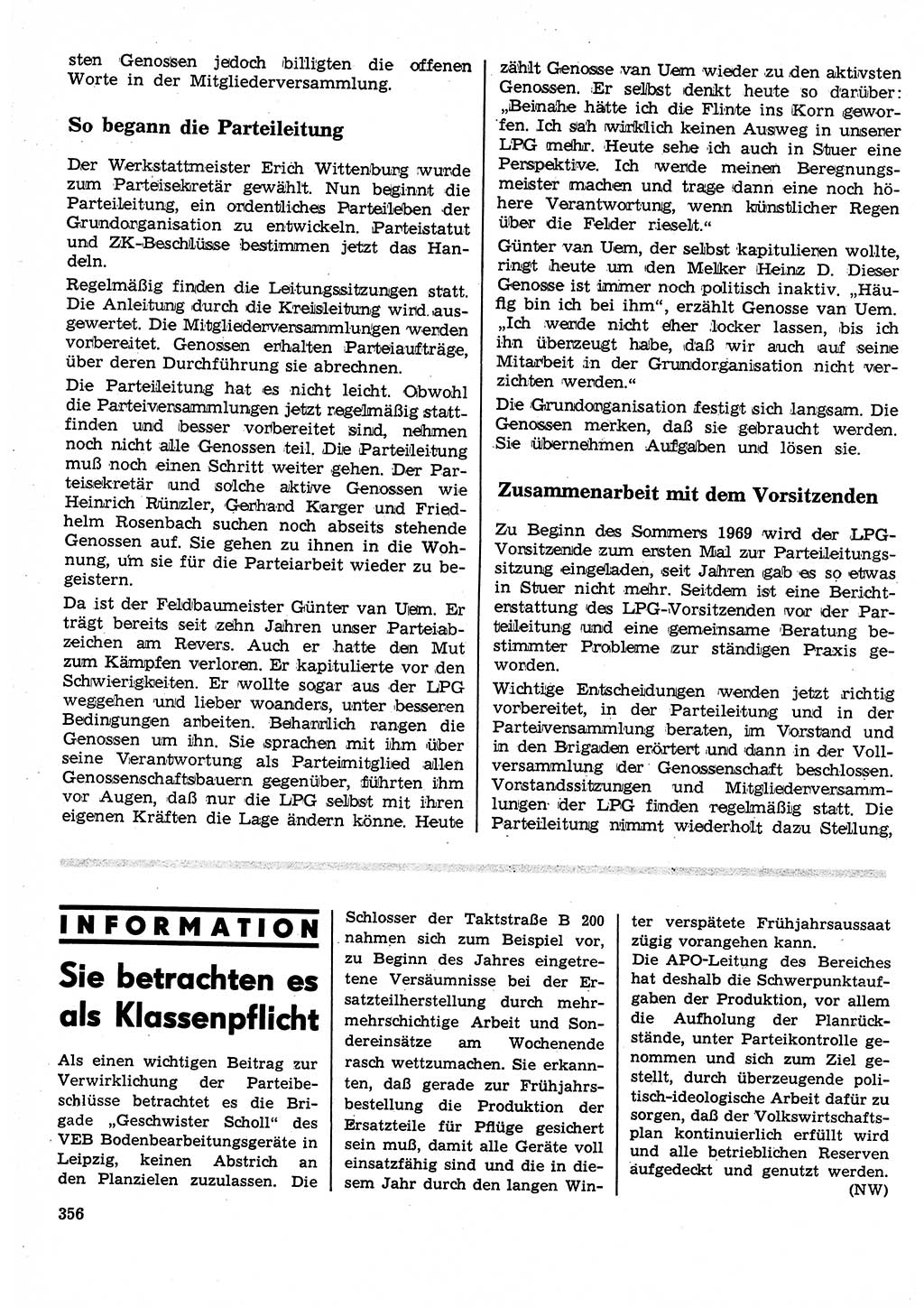 Neuer Weg (NW), Organ des Zentralkomitees (ZK) der SED (Sozialistische Einheitspartei Deutschlands) für Fragen des Parteilebens, 25. Jahrgang [Deutsche Demokratische Republik (DDR)] 1970, Seite 356 (NW ZK SED DDR 1970, S. 356)