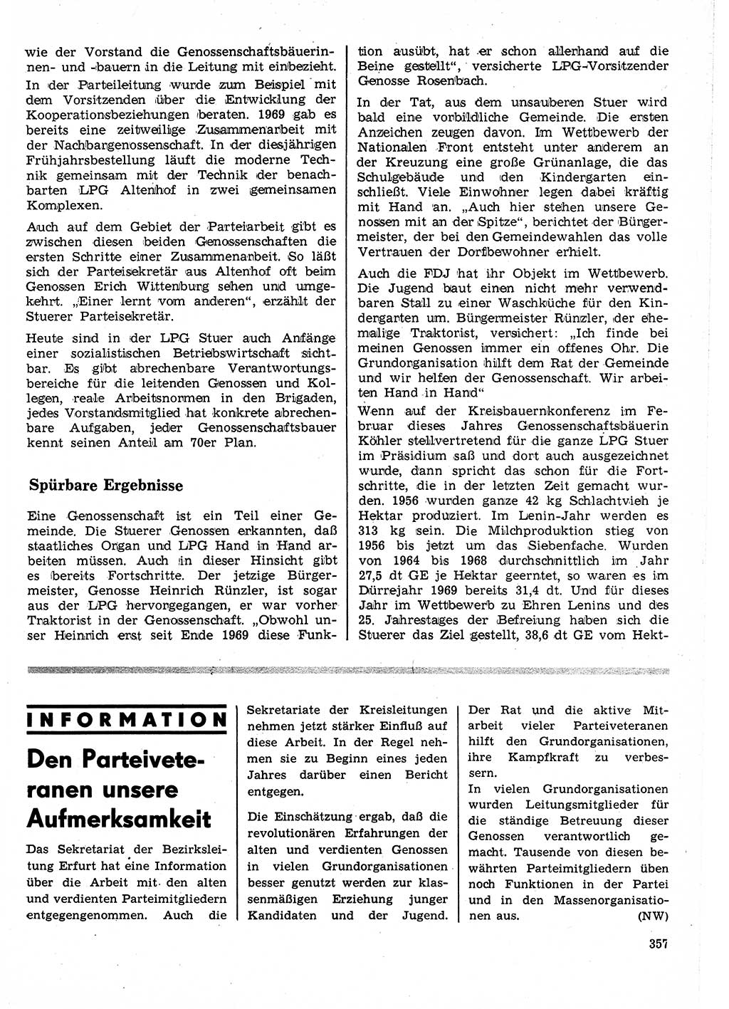 Neuer Weg (NW), Organ des Zentralkomitees (ZK) der SED (Sozialistische Einheitspartei Deutschlands) für Fragen des Parteilebens, 25. Jahrgang [Deutsche Demokratische Republik (DDR)] 1970, Seite 357 (NW ZK SED DDR 1970, S. 357)