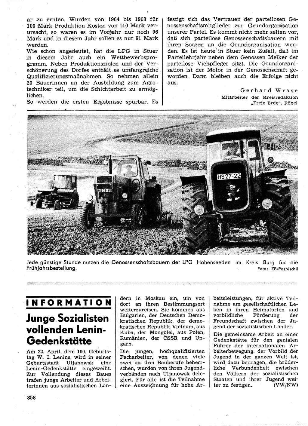 Neuer Weg (NW), Organ des Zentralkomitees (ZK) der SED (Sozialistische Einheitspartei Deutschlands) für Fragen des Parteilebens, 25. Jahrgang [Deutsche Demokratische Republik (DDR)] 1970, Seite 358 (NW ZK SED DDR 1970, S. 358)