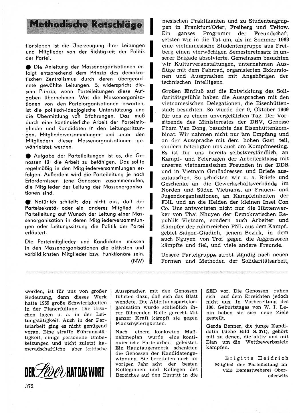 Neuer Weg (NW), Organ des Zentralkomitees (ZK) der SED (Sozialistische Einheitspartei Deutschlands) für Fragen des Parteilebens, 25. Jahrgang [Deutsche Demokratische Republik (DDR)] 1970, Seite 372 (NW ZK SED DDR 1970, S. 372)
