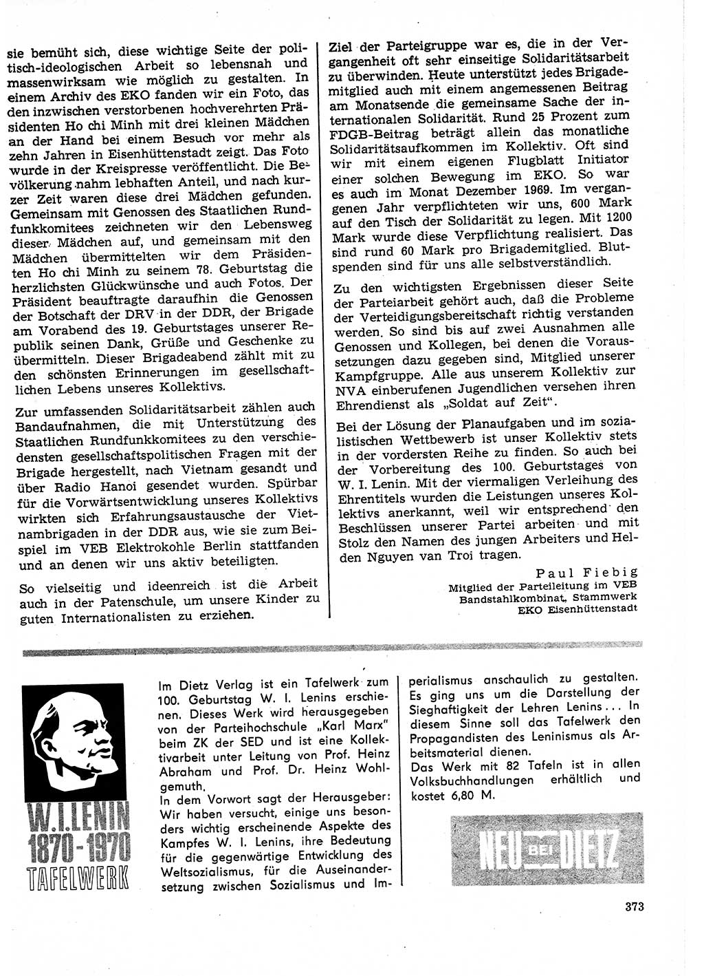 Neuer Weg (NW), Organ des Zentralkomitees (ZK) der SED (Sozialistische Einheitspartei Deutschlands) für Fragen des Parteilebens, 25. Jahrgang [Deutsche Demokratische Republik (DDR)] 1970, Seite 373 (NW ZK SED DDR 1970, S. 373)