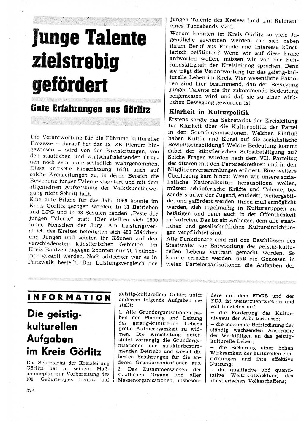 Neuer Weg (NW), Organ des Zentralkomitees (ZK) der SED (Sozialistische Einheitspartei Deutschlands) für Fragen des Parteilebens, 25. Jahrgang [Deutsche Demokratische Republik (DDR)] 1970, Seite 374 (NW ZK SED DDR 1970, S. 374)