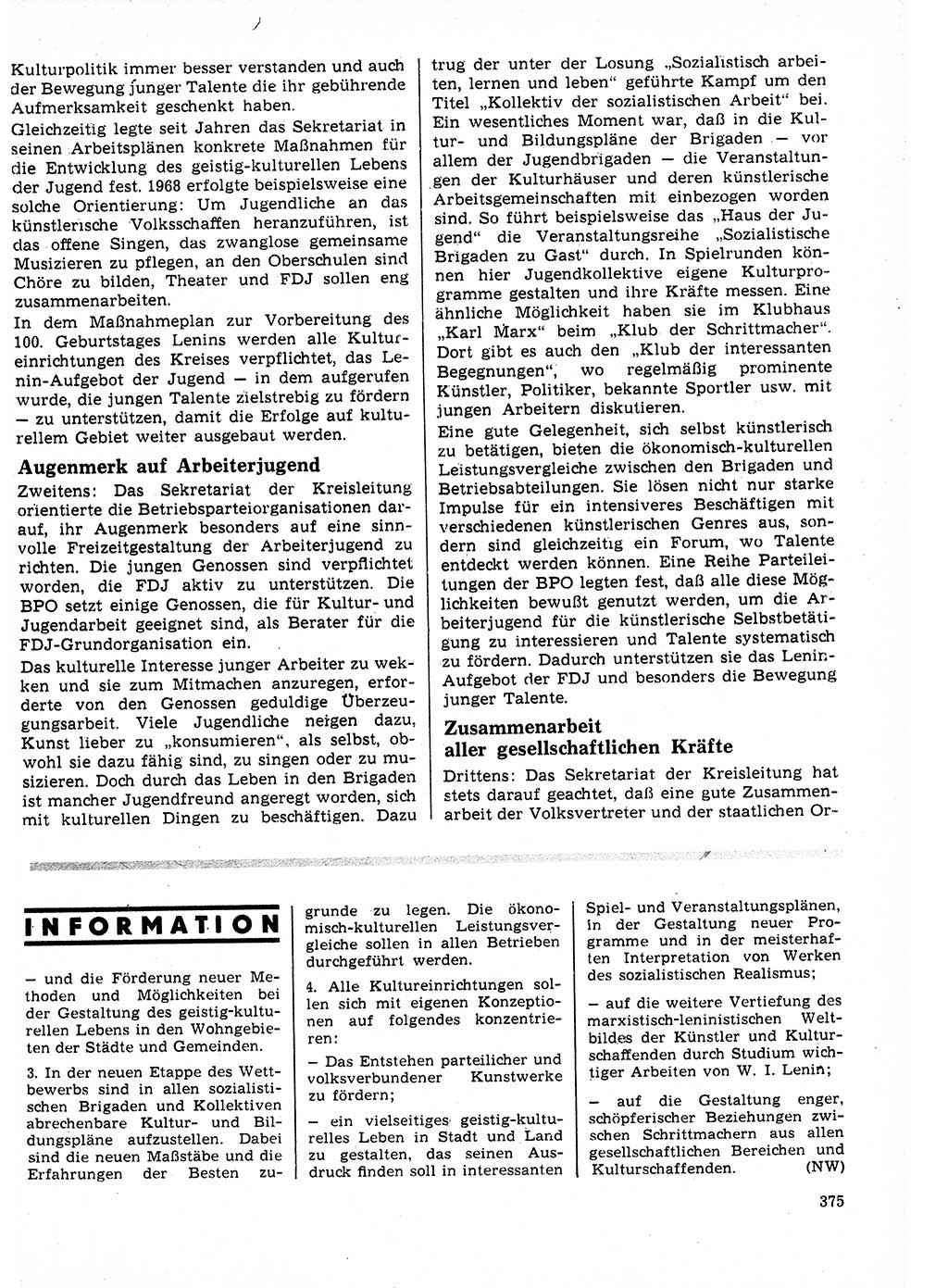 Neuer Weg (NW), Organ des Zentralkomitees (ZK) der SED (Sozialistische Einheitspartei Deutschlands) für Fragen des Parteilebens, 25. Jahrgang [Deutsche Demokratische Republik (DDR)] 1970, Seite 375 (NW ZK SED DDR 1970, S. 375)