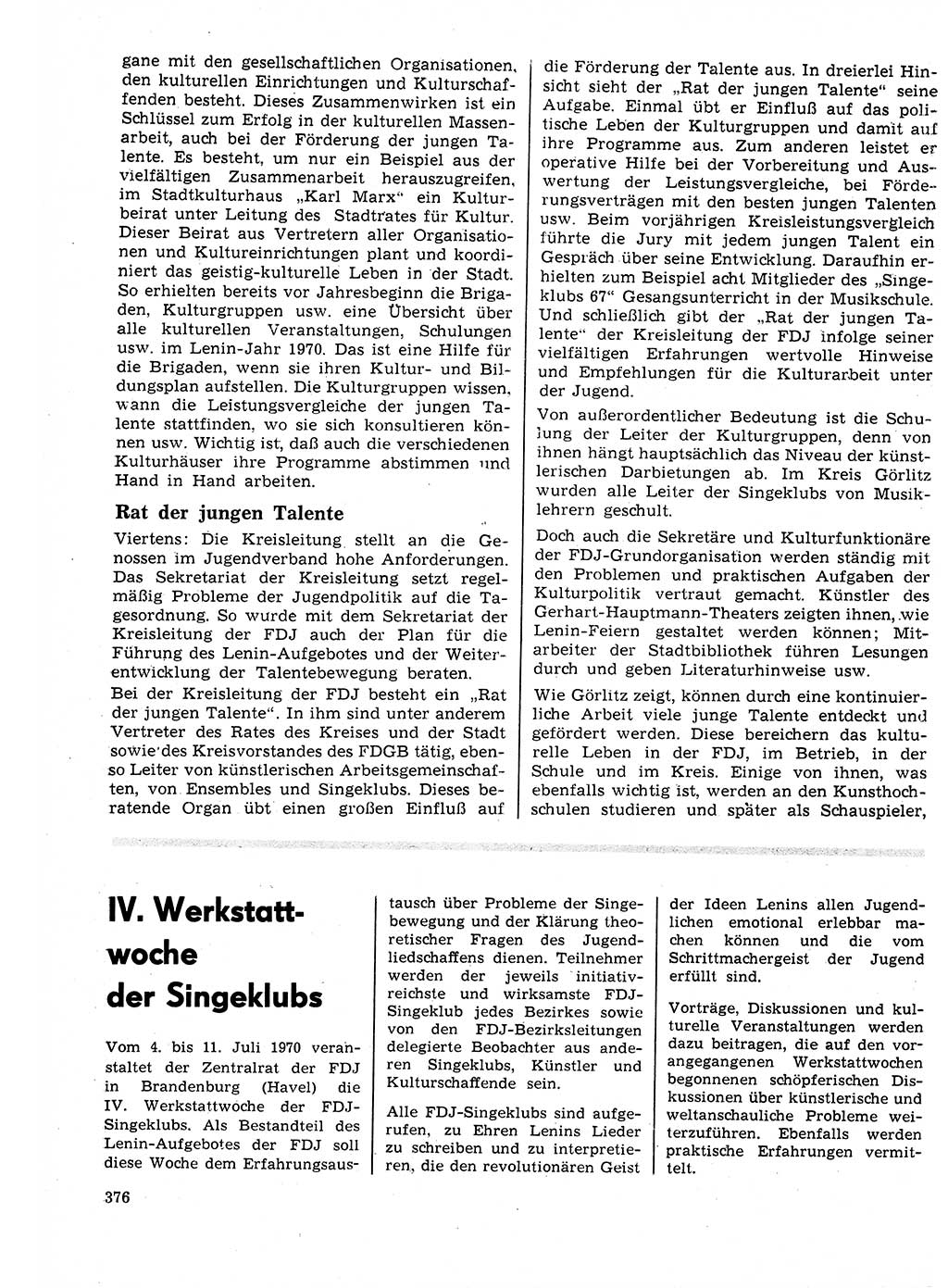 Neuer Weg (NW), Organ des Zentralkomitees (ZK) der SED (Sozialistische Einheitspartei Deutschlands) für Fragen des Parteilebens, 25. Jahrgang [Deutsche Demokratische Republik (DDR)] 1970, Seite 376 (NW ZK SED DDR 1970, S. 376)