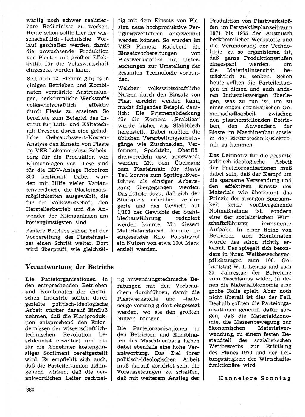 Neuer Weg (NW), Organ des Zentralkomitees (ZK) der SED (Sozialistische Einheitspartei Deutschlands) für Fragen des Parteilebens, 25. Jahrgang [Deutsche Demokratische Republik (DDR)] 1970, Seite 380 (NW ZK SED DDR 1970, S. 380)