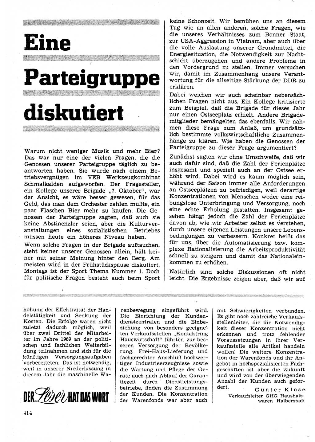 Neuer Weg (NW), Organ des Zentralkomitees (ZK) der SED (Sozialistische Einheitspartei Deutschlands) für Fragen des Parteilebens, 25. Jahrgang [Deutsche Demokratische Republik (DDR)] 1970, Seite 414 (NW ZK SED DDR 1970, S. 414)