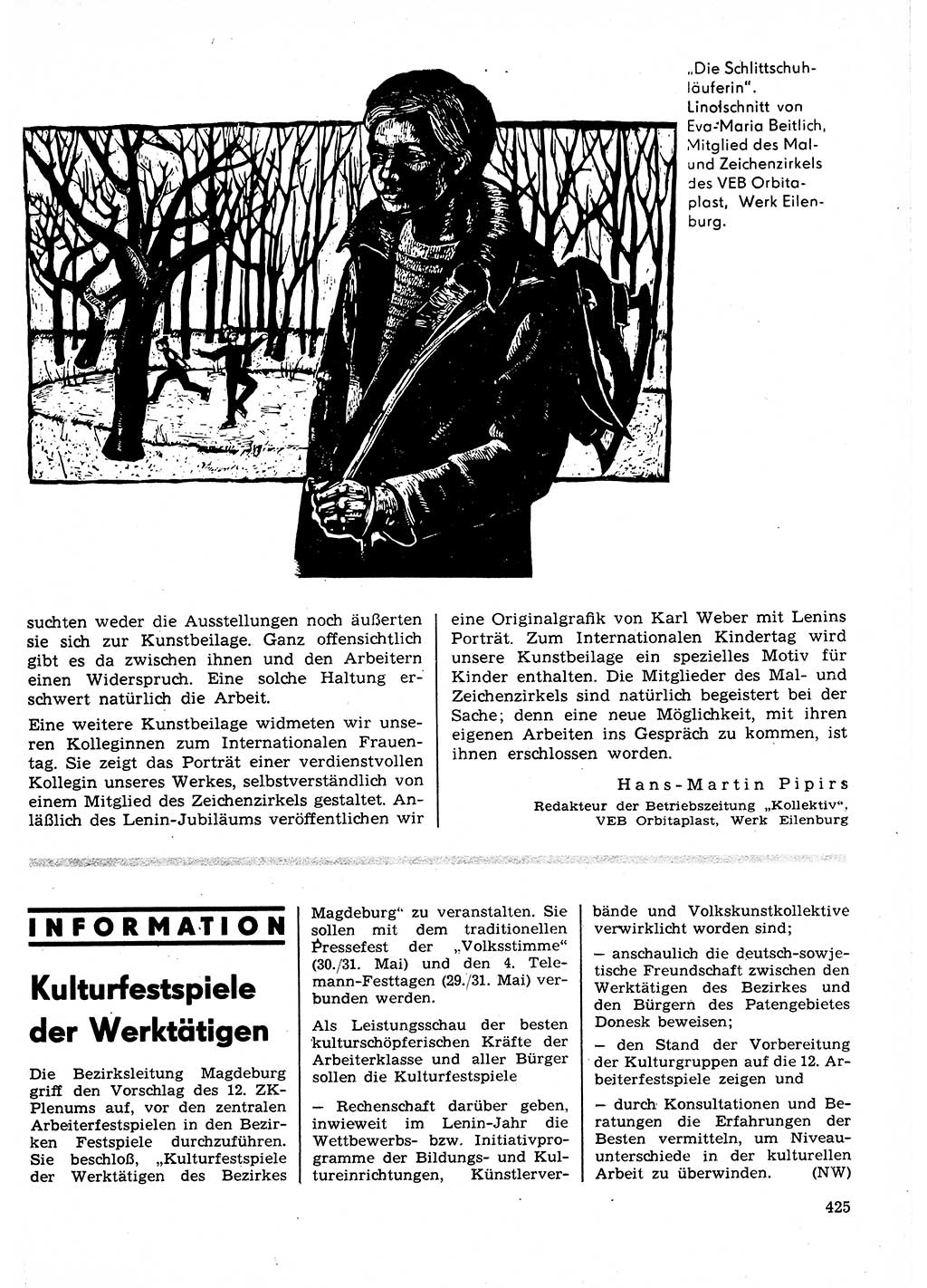 Neuer Weg (NW), Organ des Zentralkomitees (ZK) der SED (Sozialistische Einheitspartei Deutschlands) fÃ¼r Fragen des Parteilebens, 25. Jahrgang [Deutsche Demokratische Republik (DDR)] 1970, Seite 425 (NW ZK SED DDR 1970, S. 425)