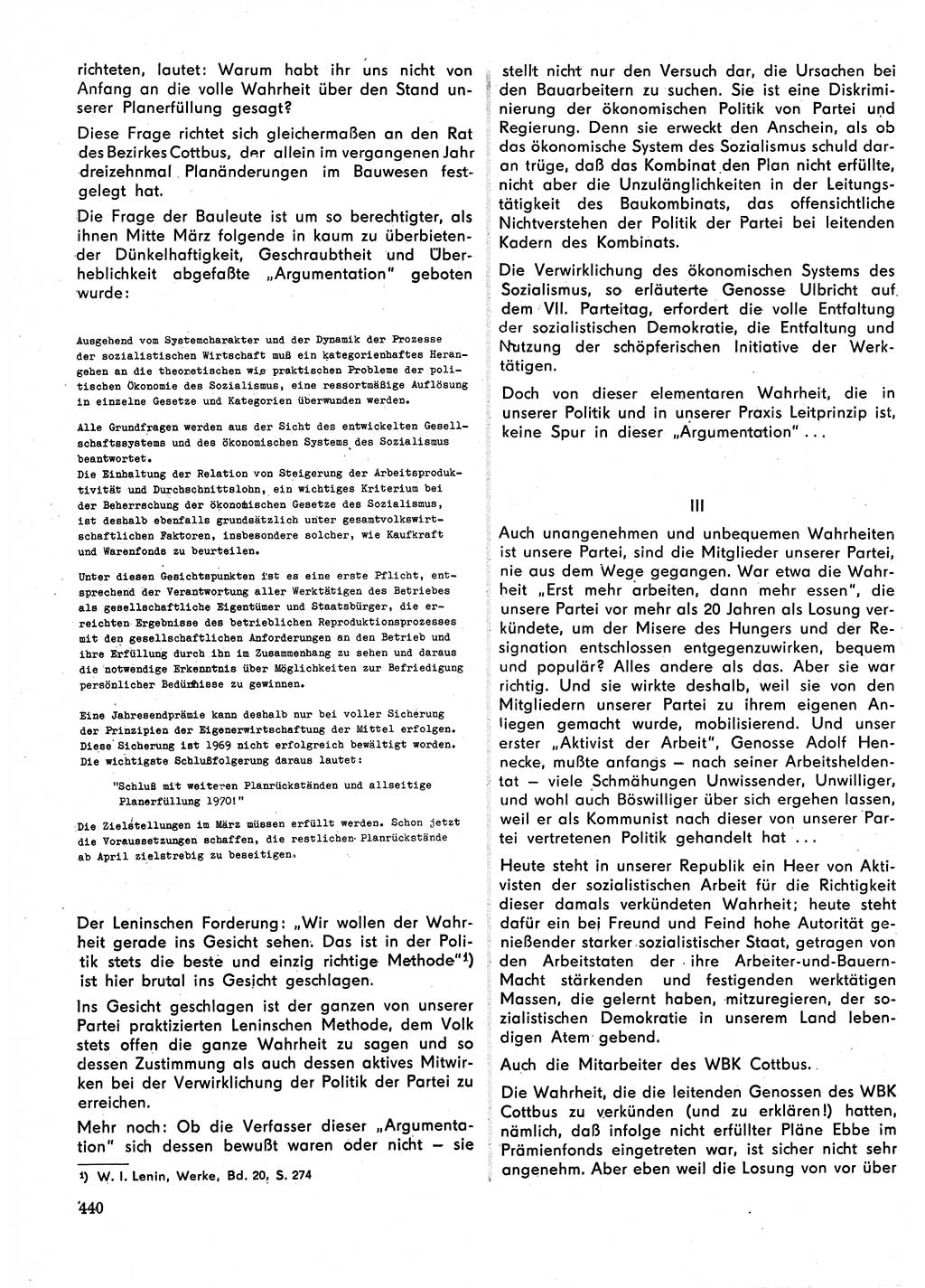 Neuer Weg (NW), Organ des Zentralkomitees (ZK) der SED (Sozialistische Einheitspartei Deutschlands) für Fragen des Parteilebens, 25. Jahrgang [Deutsche Demokratische Republik (DDR)] 1970, Seite 440 (NW ZK SED DDR 1970, S. 440)
