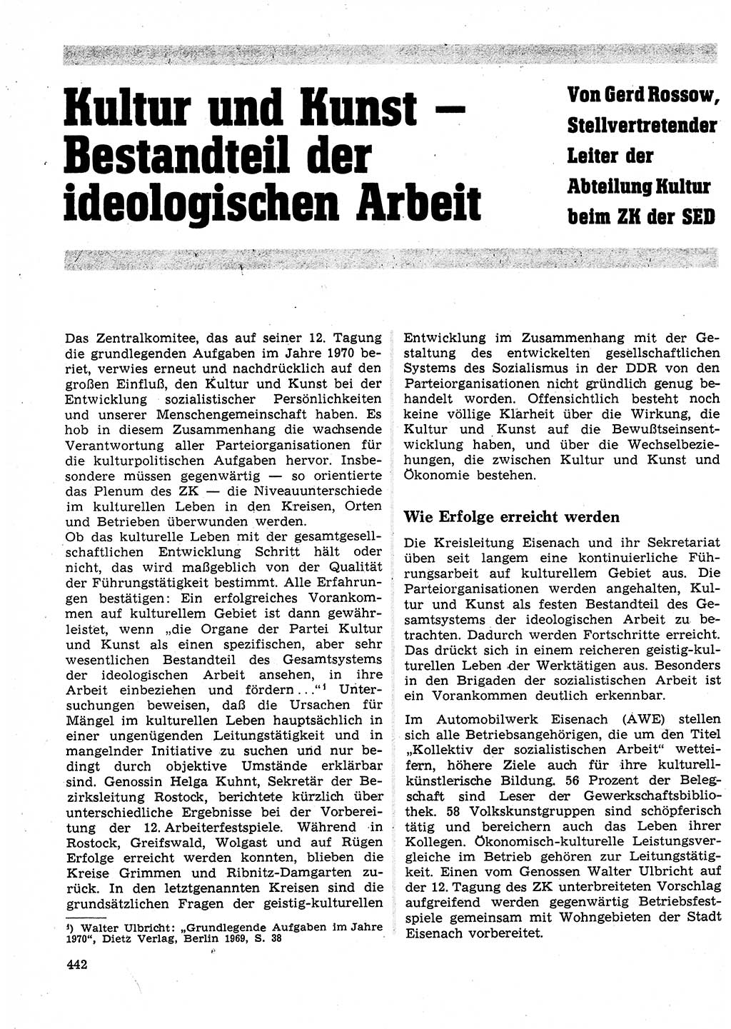 Neuer Weg (NW), Organ des Zentralkomitees (ZK) der SED (Sozialistische Einheitspartei Deutschlands) für Fragen des Parteilebens, 25. Jahrgang [Deutsche Demokratische Republik (DDR)] 1970, Seite 442 (NW ZK SED DDR 1970, S. 442)