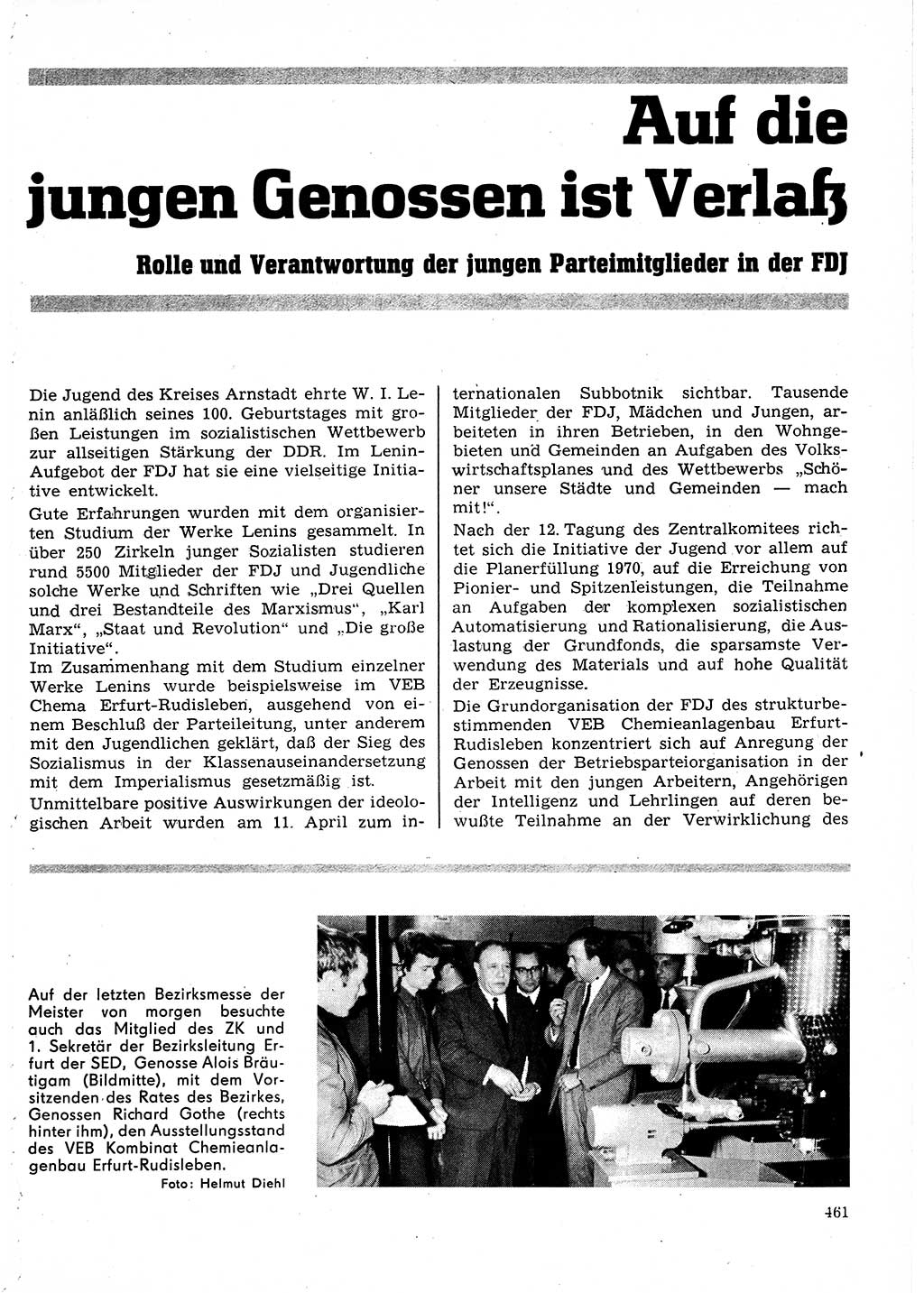Neuer Weg (NW), Organ des Zentralkomitees (ZK) der SED (Sozialistische Einheitspartei Deutschlands) für Fragen des Parteilebens, 25. Jahrgang [Deutsche Demokratische Republik (DDR)] 1970, Seite 461 (NW ZK SED DDR 1970, S. 461)