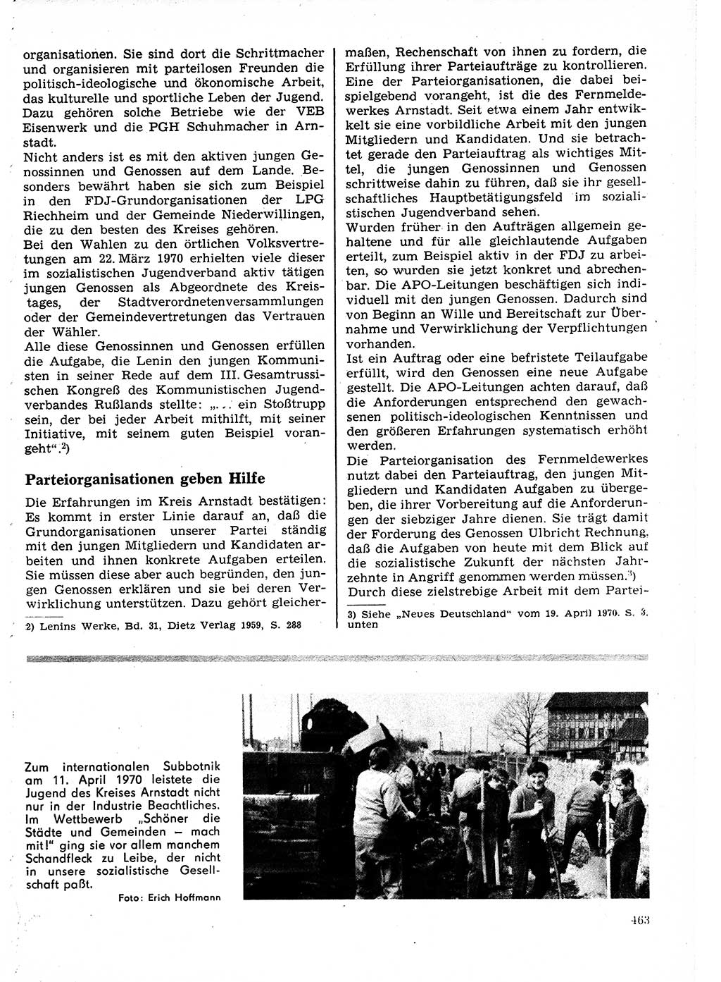 Neuer Weg (NW), Organ des Zentralkomitees (ZK) der SED (Sozialistische Einheitspartei Deutschlands) für Fragen des Parteilebens, 25. Jahrgang [Deutsche Demokratische Republik (DDR)] 1970, Seite 463 (NW ZK SED DDR 1970, S. 463)