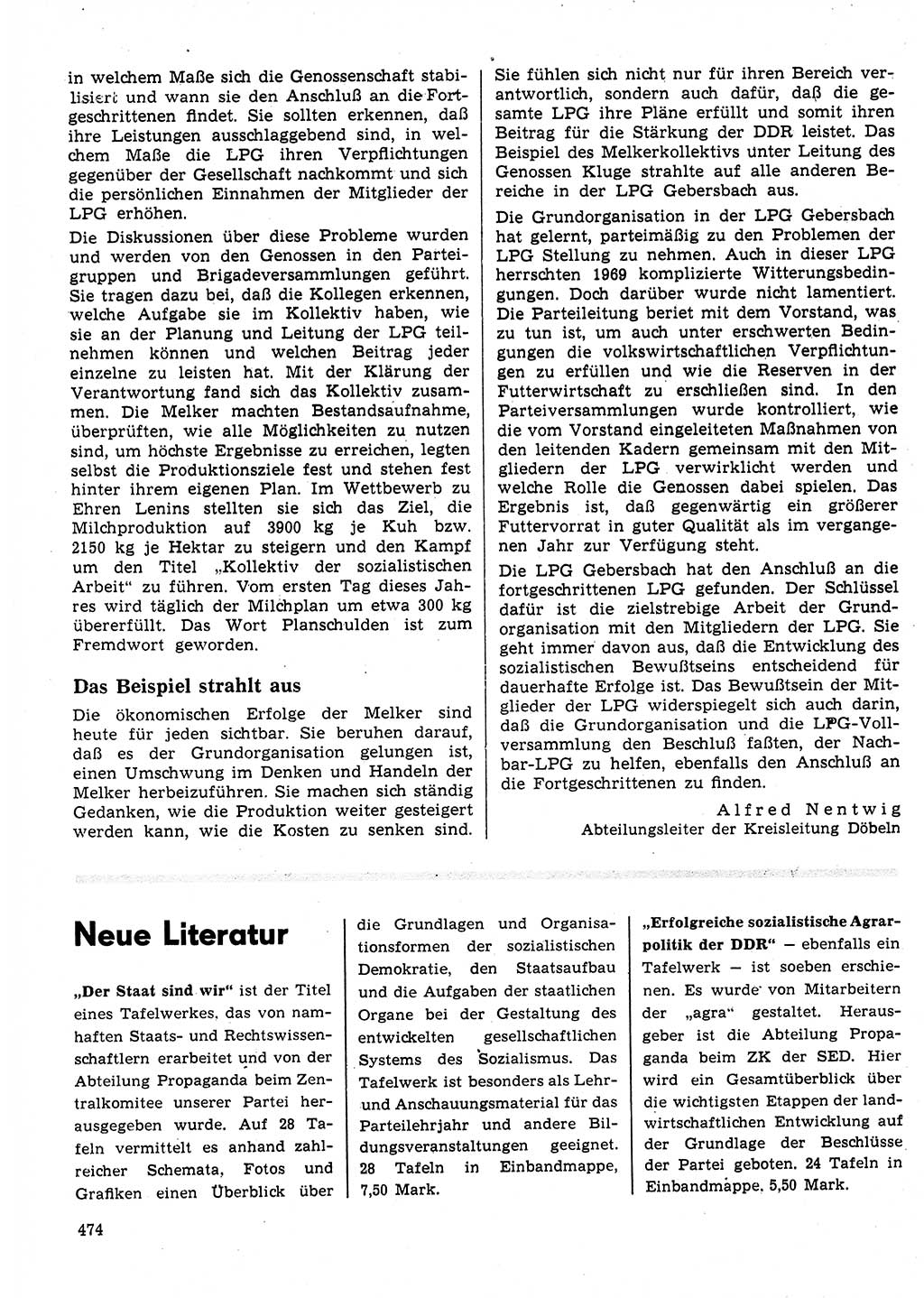 Neuer Weg (NW), Organ des Zentralkomitees (ZK) der SED (Sozialistische Einheitspartei Deutschlands) für Fragen des Parteilebens, 25. Jahrgang [Deutsche Demokratische Republik (DDR)] 1970, Seite 474 (NW ZK SED DDR 1970, S. 474)